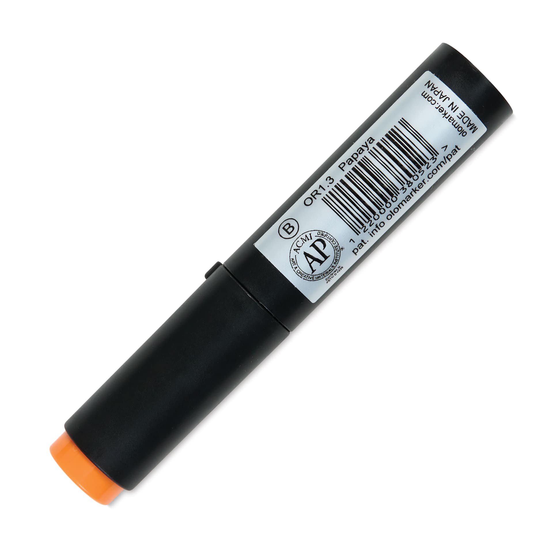 Olo Brush-Tip Half Marker - OR1.3 Papaya back with cap on 
