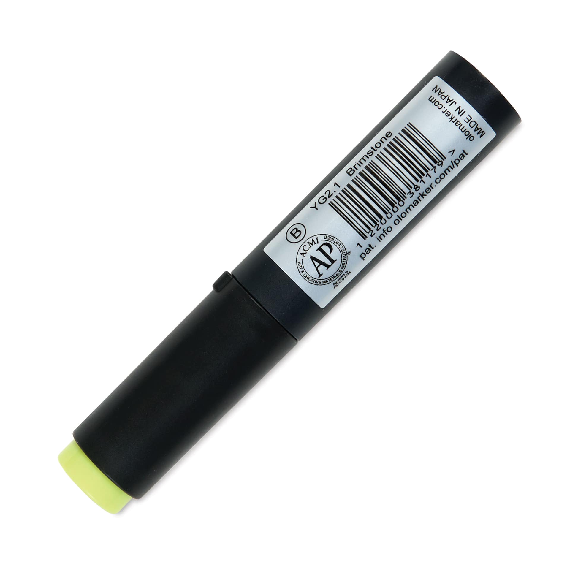 Olo Brush-Tip Half Marker - YG2.1 Brimstone back with cap on