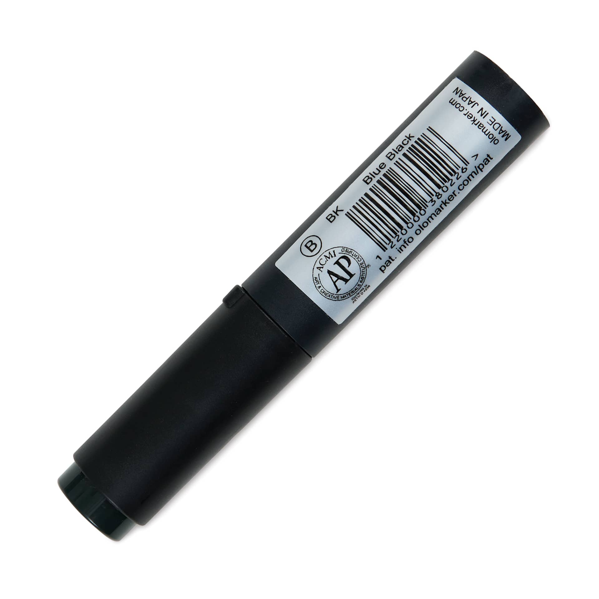 Olo Brush-Tip Half Marker - BK Blue Black back with cap on