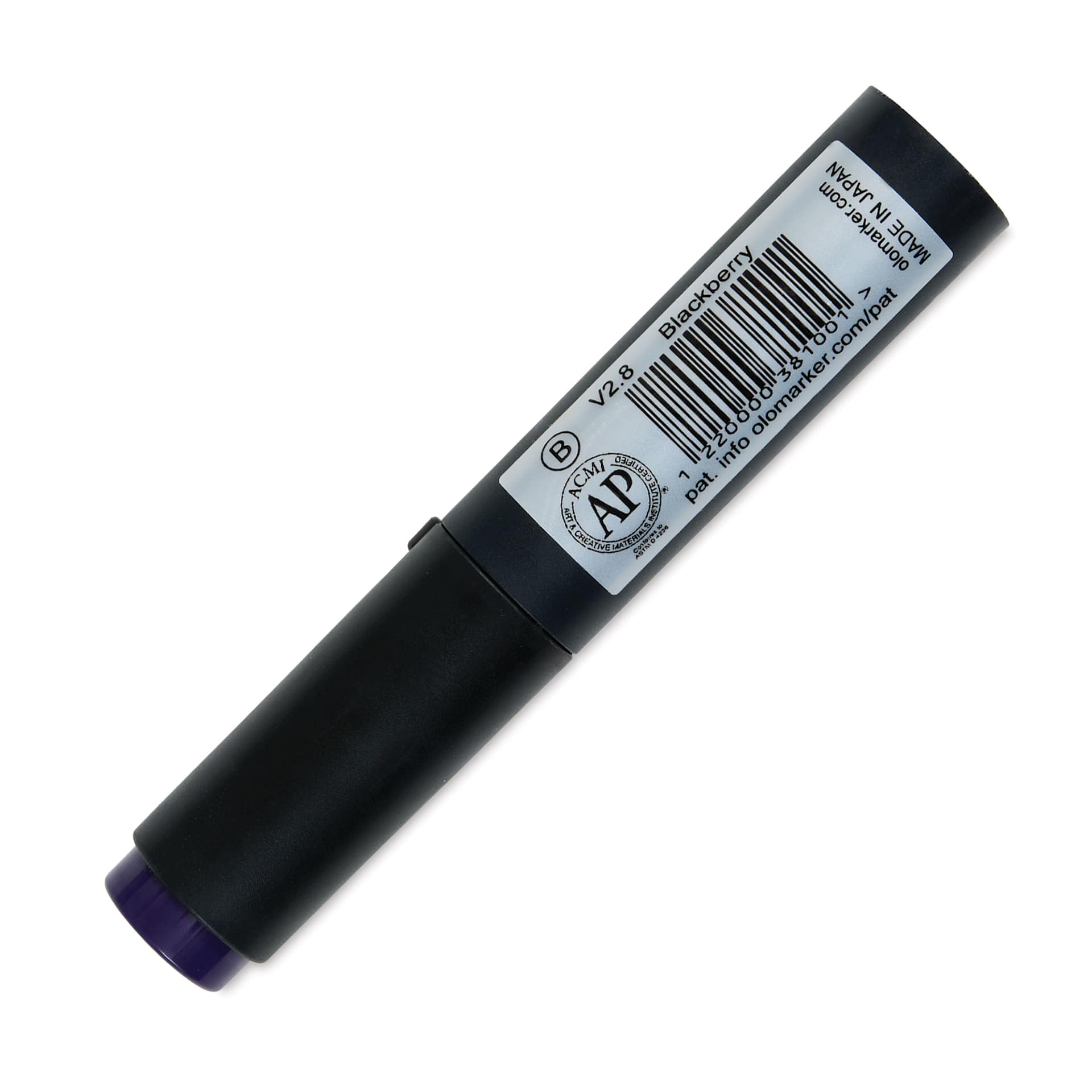 Olo Brush-Tip Half Marker - V2.8 Blackberry back with cap on

