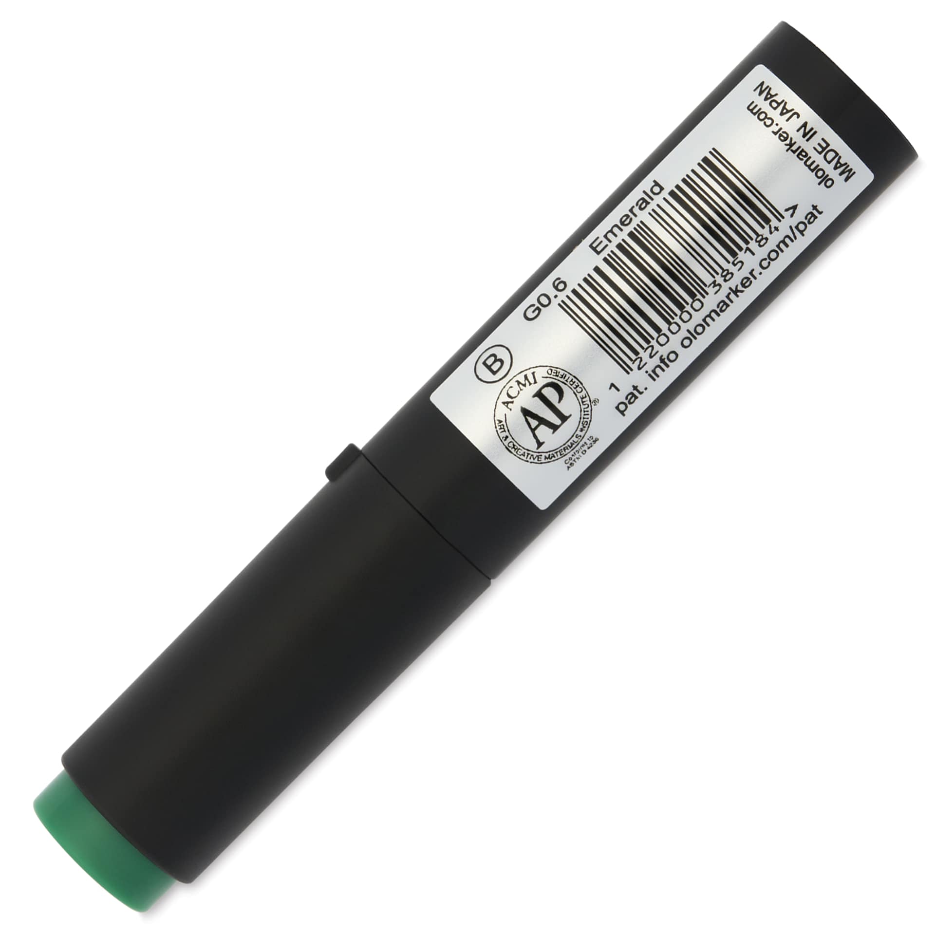 Olo Brush-Tip Half Marker - G0.6, Emerald - back of marker