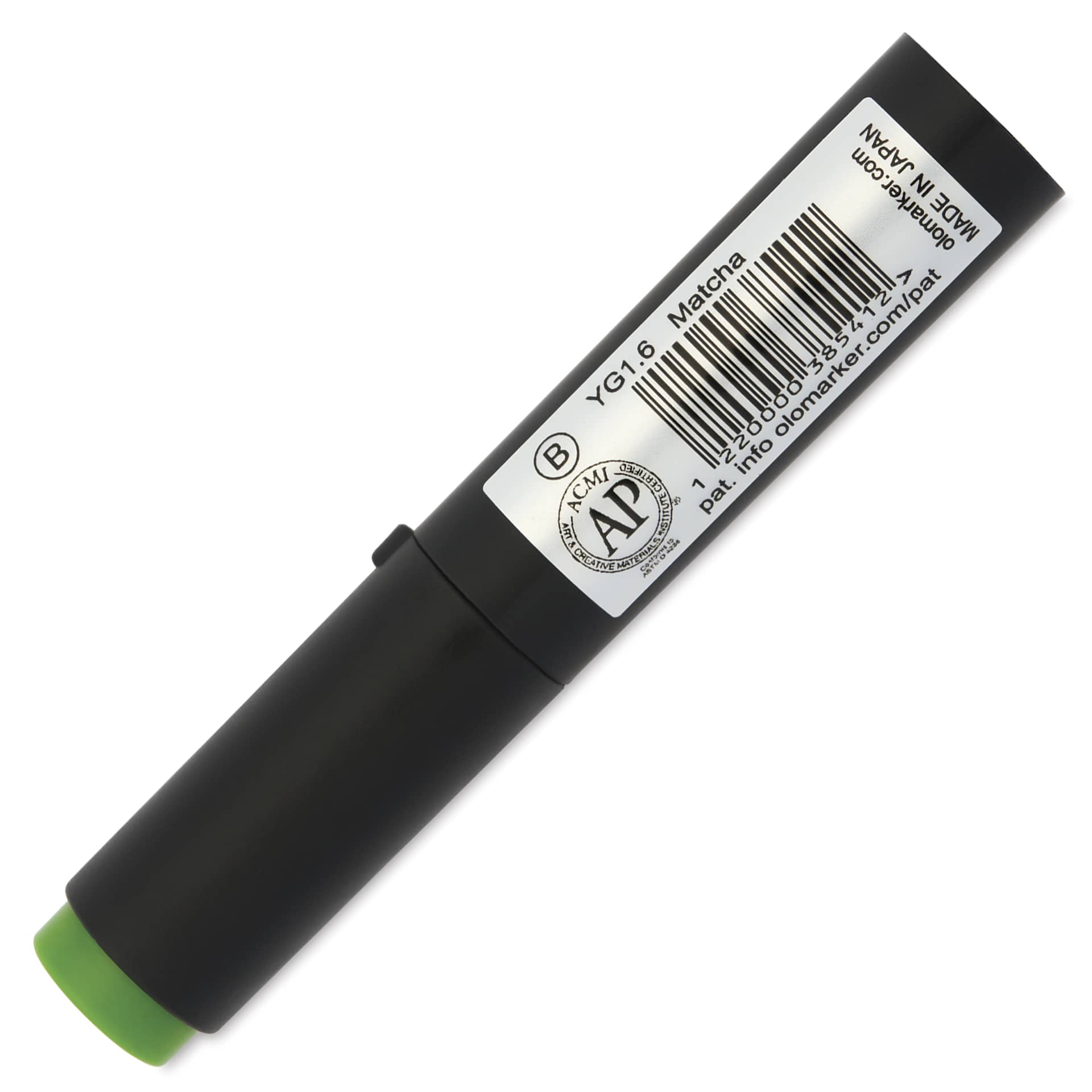Olo Brush-Tip Half Marker - YG1.6, Matcha - back of marker