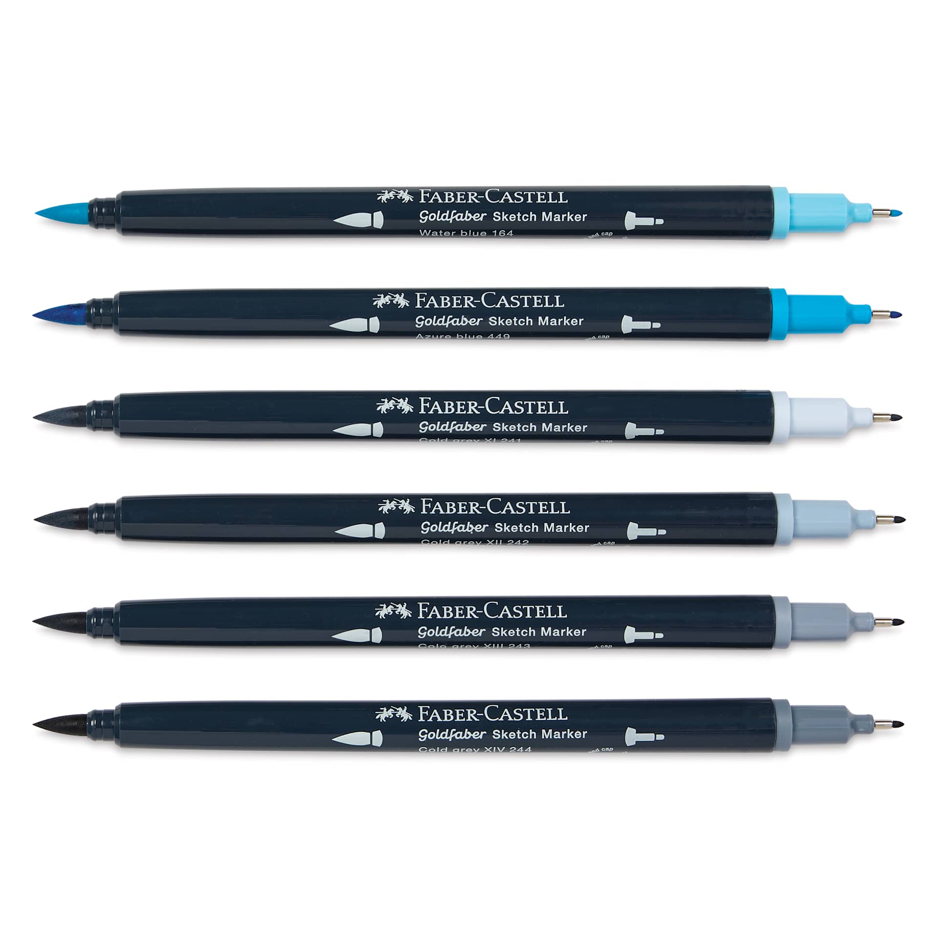 Faber-Castell Goldfaber Sketch Dual-Tip Markers - Production Design, Set of 6, caps off