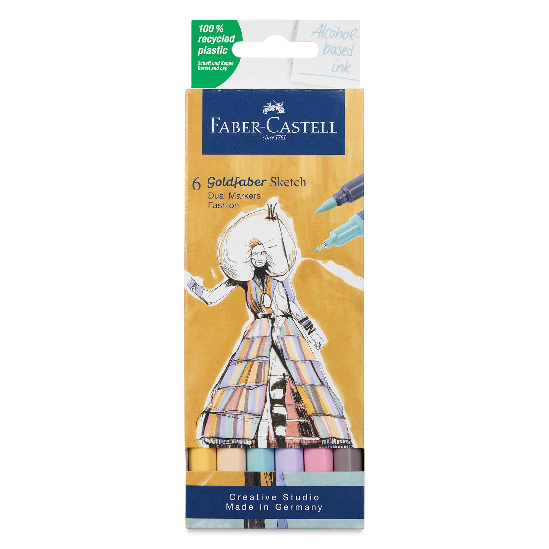 Faber-Castell Goldfaber Sketch Dual-Tip Markers - Fashion, Set of 6, front of the packaging