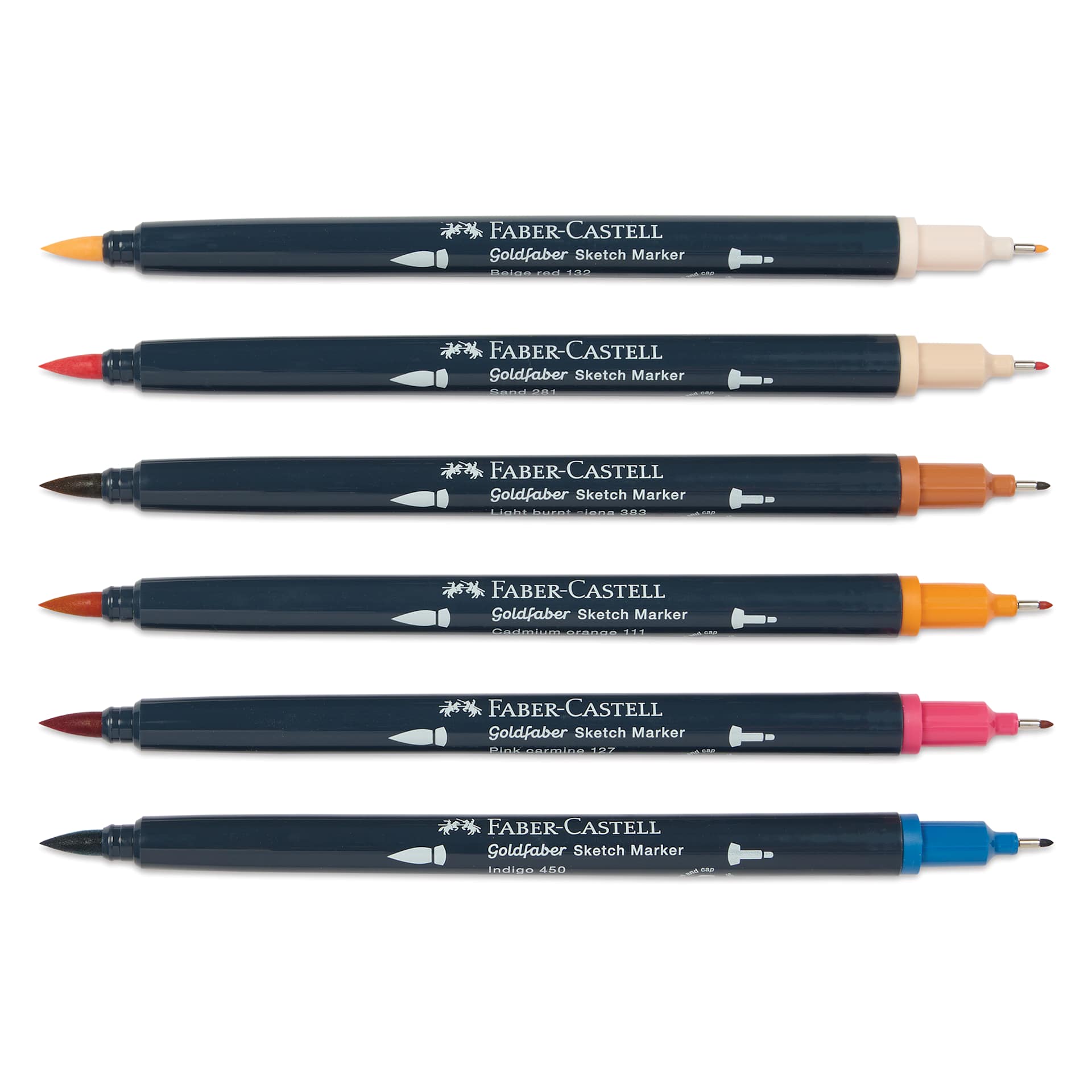 Faber-Castell Goldfaber Sketch Dual-Tip Markers - Manga, Set of 6, caps off