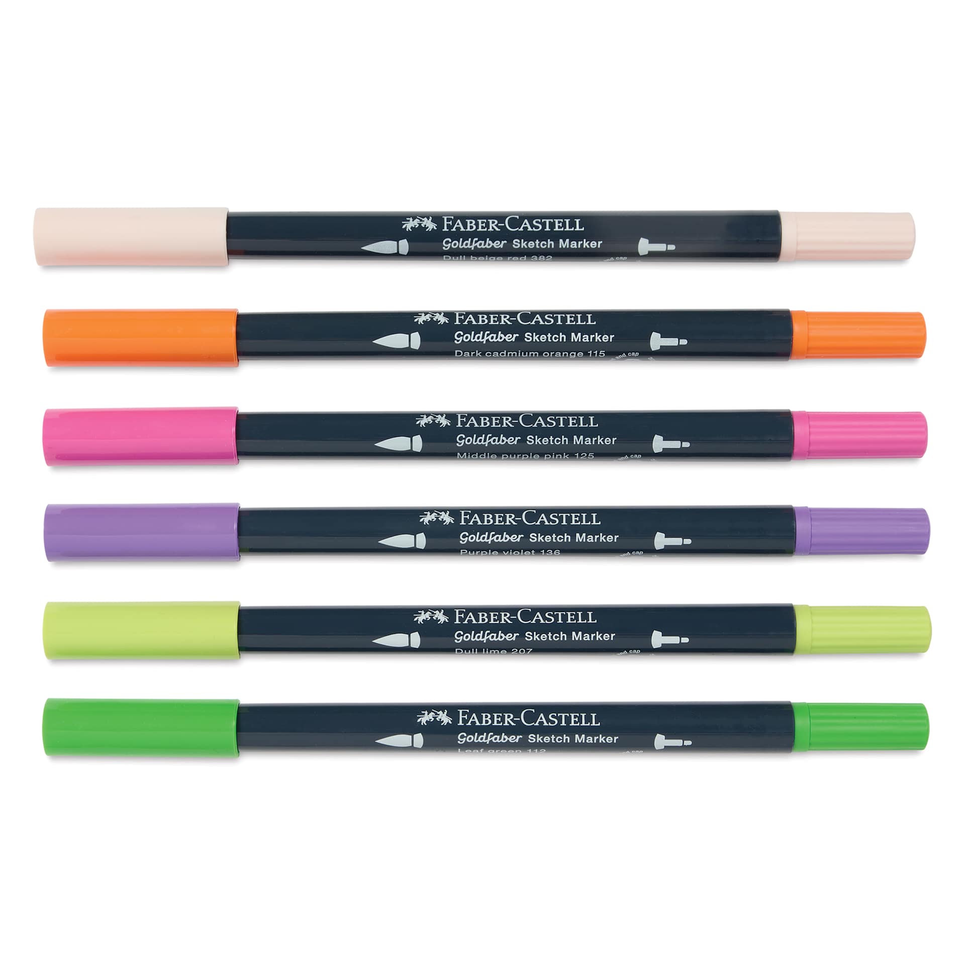 Faber-Castell Goldfaber Sketch Dual-Tip Markers - Graphic Novel, Set of 6, caps on