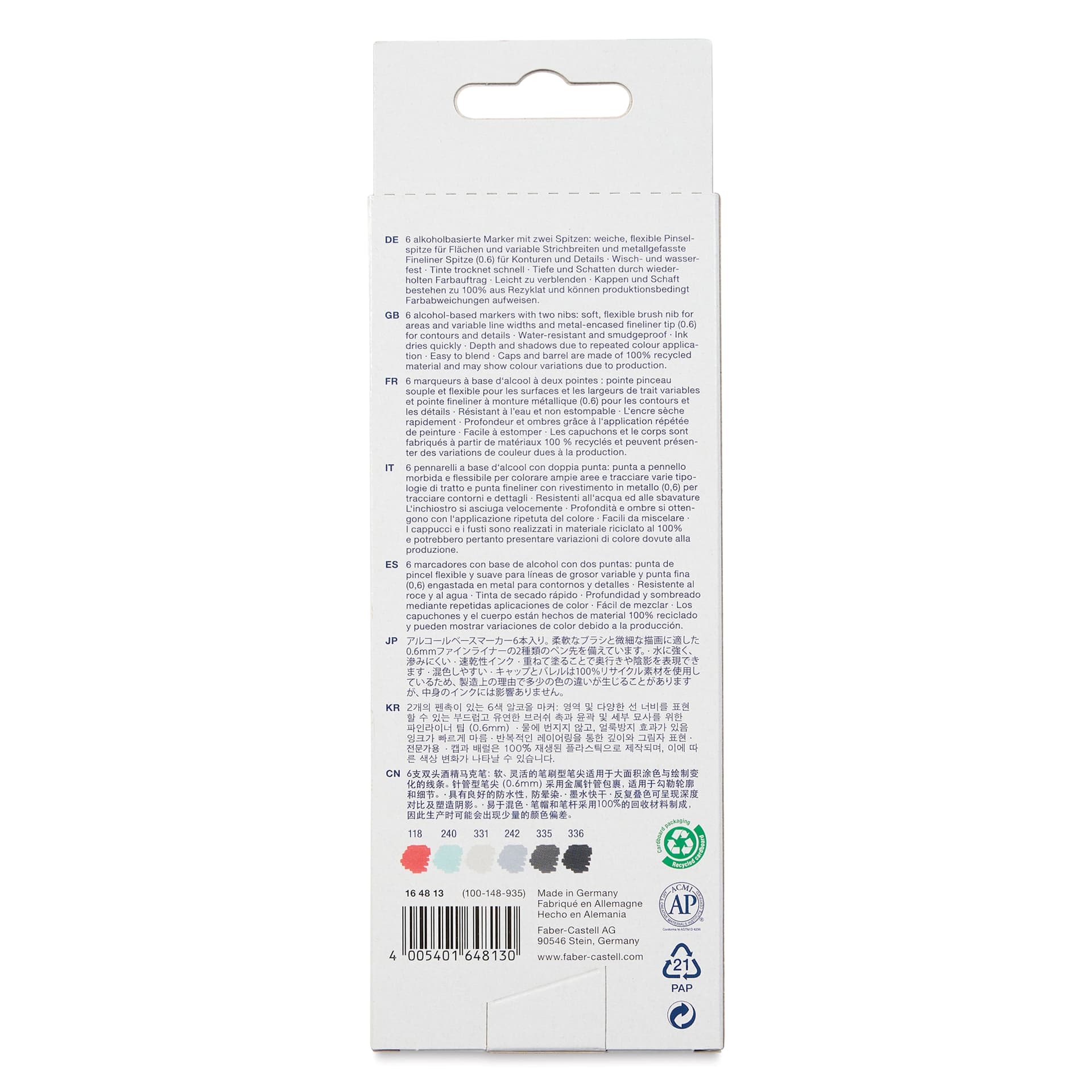 Faber-Castell Goldfaber Sketch Dual-Tip Markers - Car Design, Set of 6, ack of the packaging