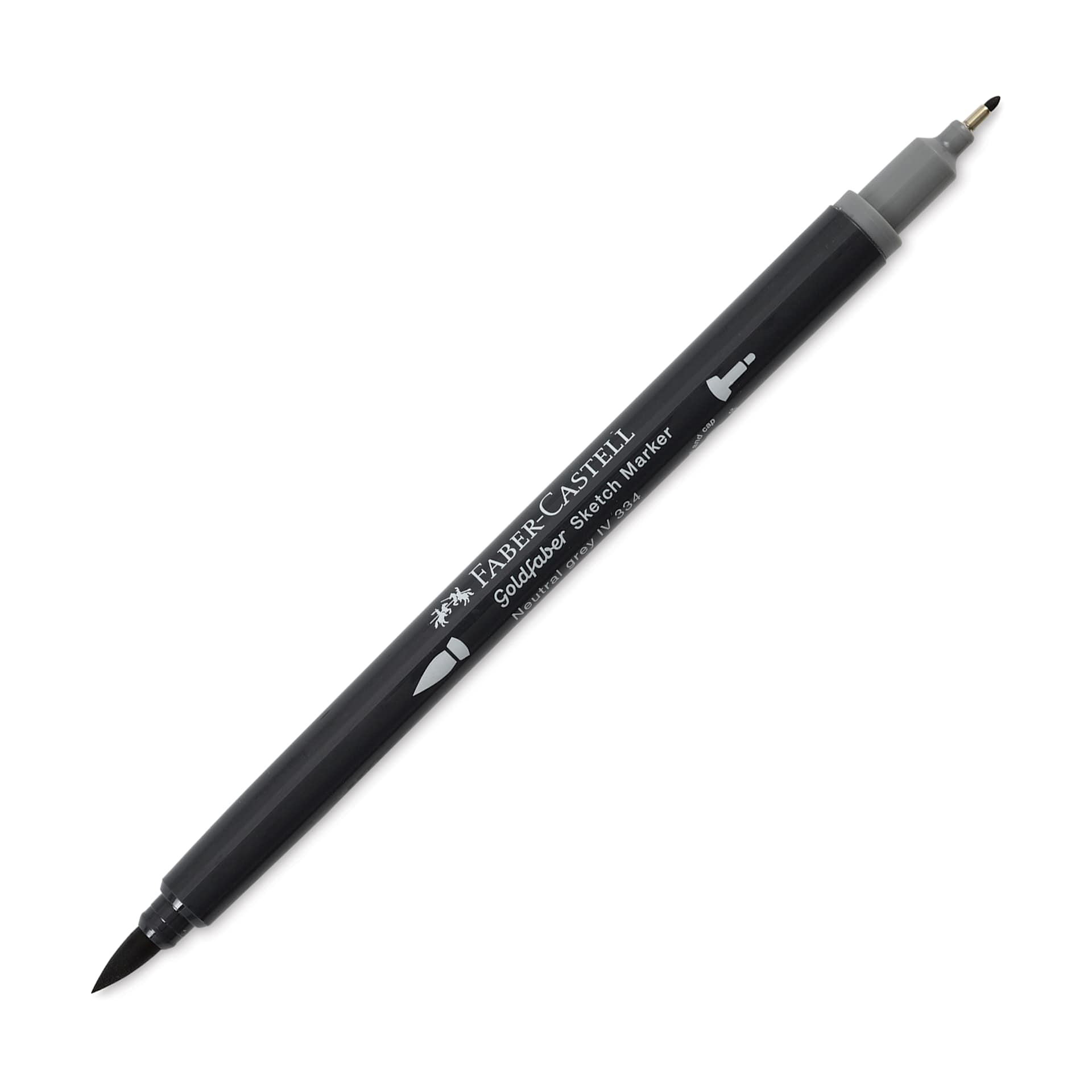 Faber-Castell Goldfaber Sketch Dual-Tip Marker - 334 Neutral Grey IV, caps off