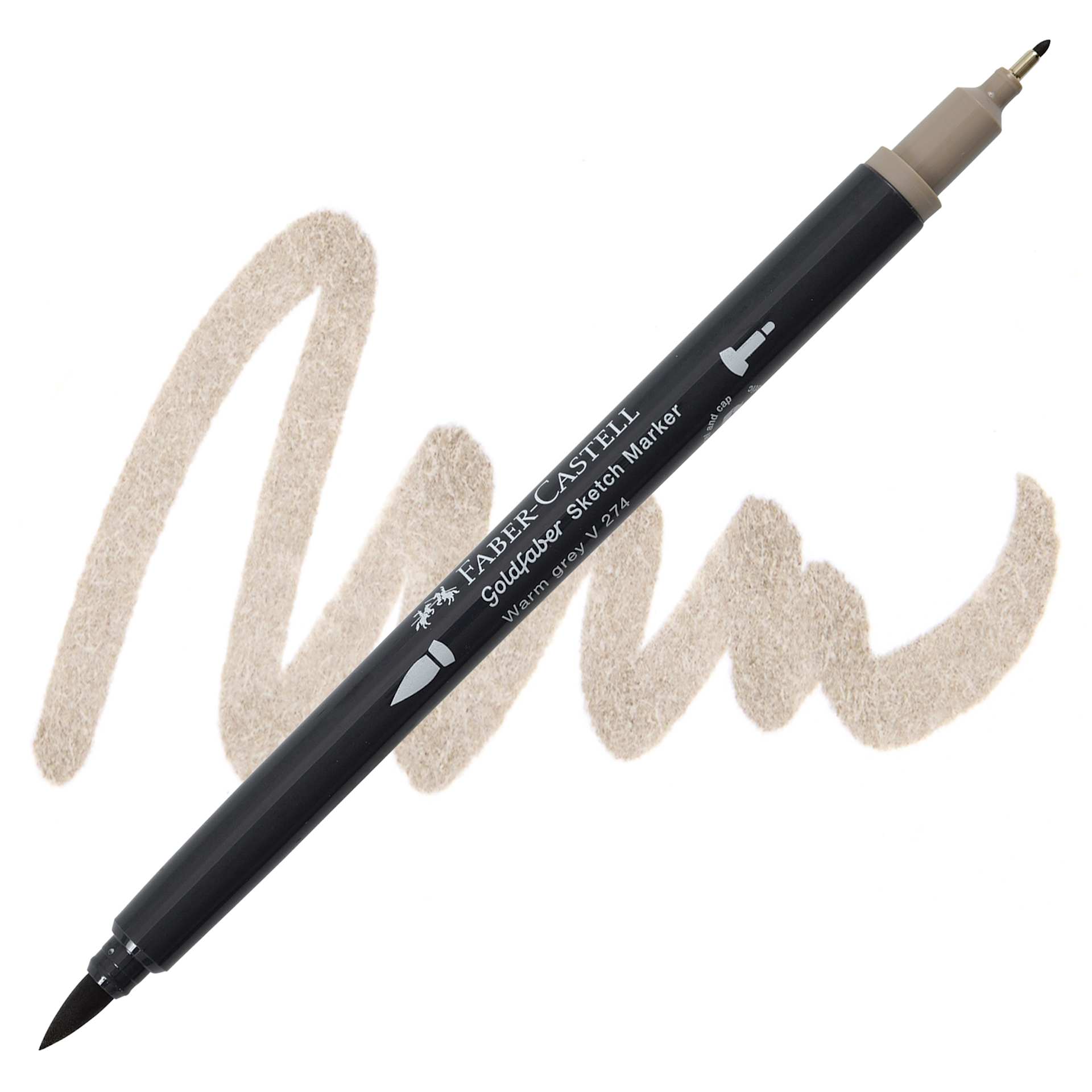 Faber-Castell Goldfaber Sketch Dual-Tip Marker - 274 Warm Grey V, swatch and marker