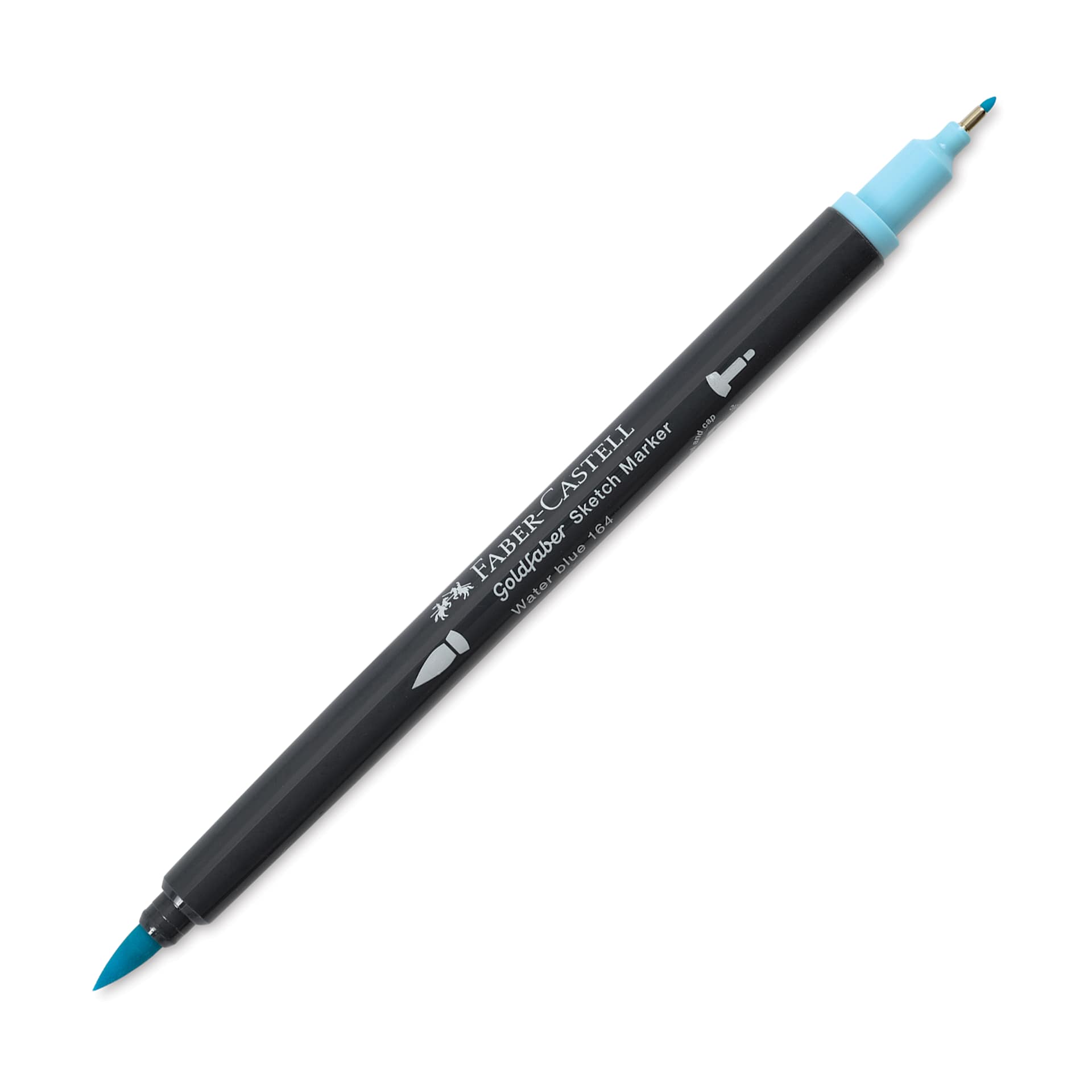 Faber-Castell Goldfaber Sketch Dual-Tip Marker - 164 Water Blue, caps off
