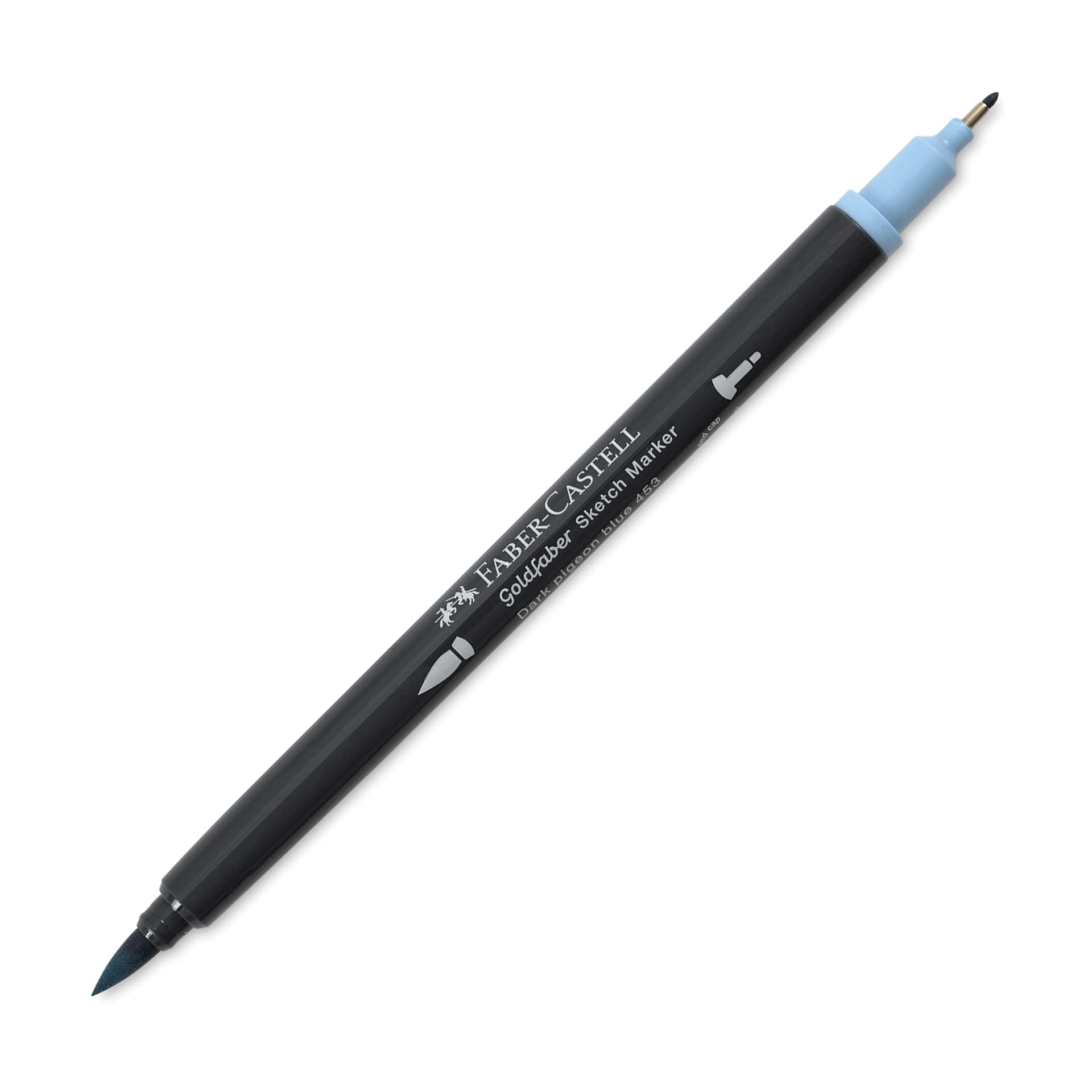 Faber-Castell Goldfaber Sketch Dual-Tip Marker - 453 Dark Pigeon Blue, caps off