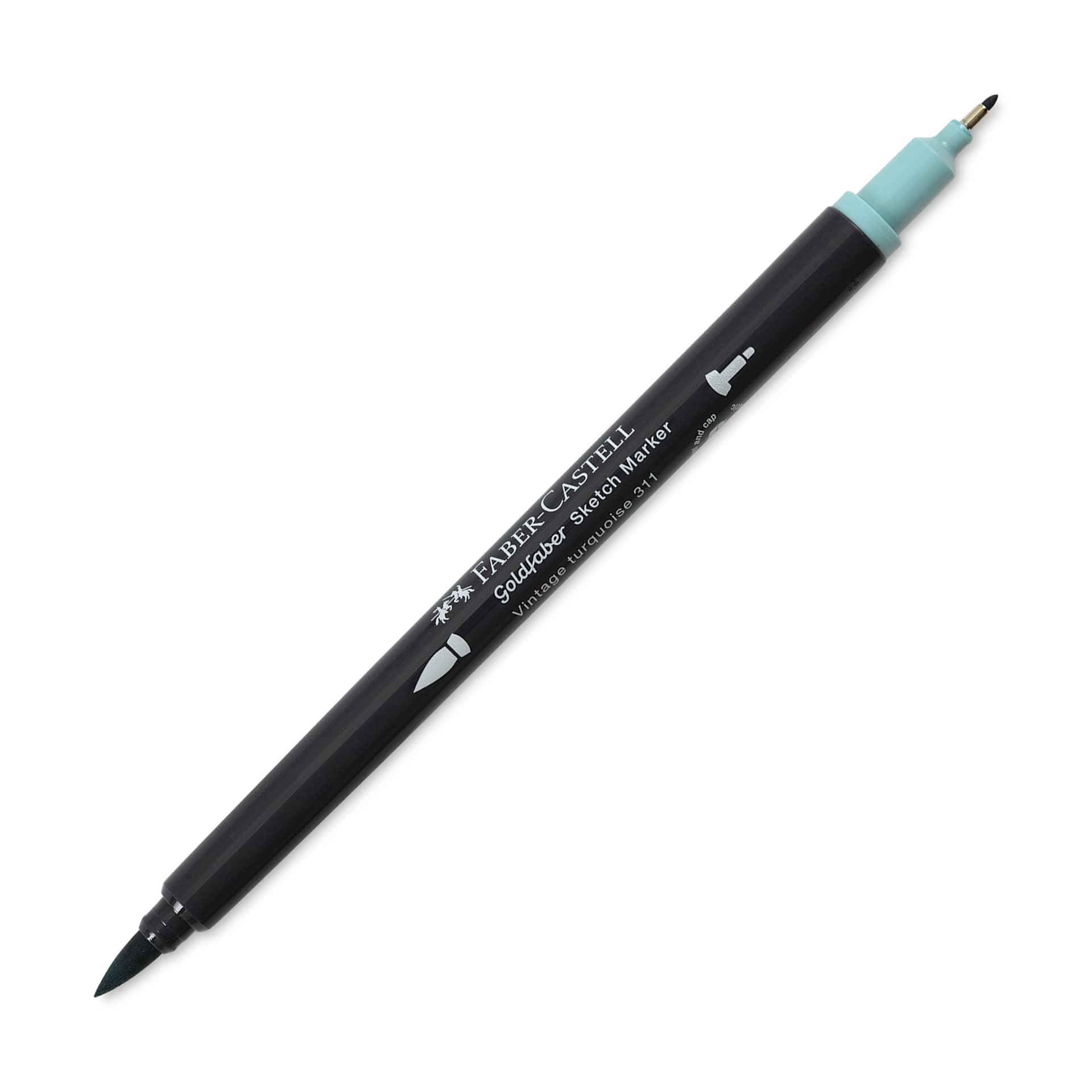 Faber-Castell Goldfaber Sketch Dual-Tip Marker - 311 Vintage Turquoise, caps off