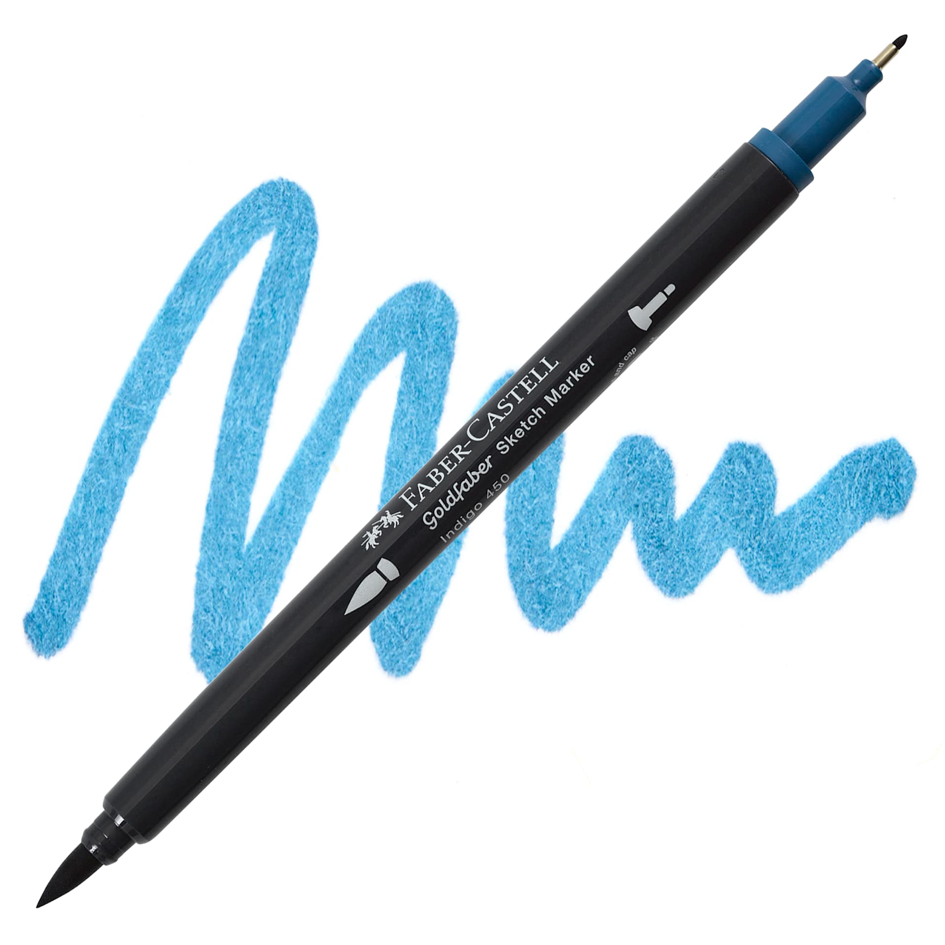 Faber-Castell Goldfaber Sketch Dual-Tip Marker - 450 Indigo, swatch and marker