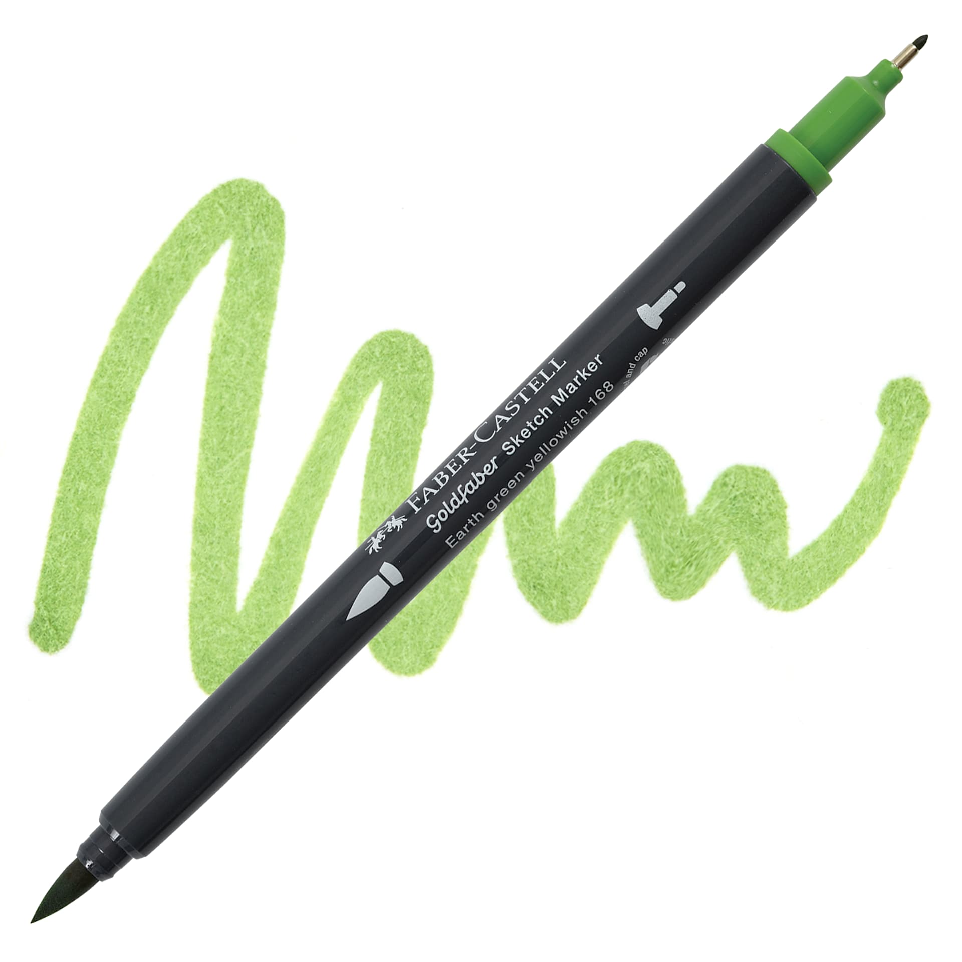 Faber-Castell Goldfaber Sketch Dual-Tip Marker - 168 Earth Green Yellowish, swatch and marker