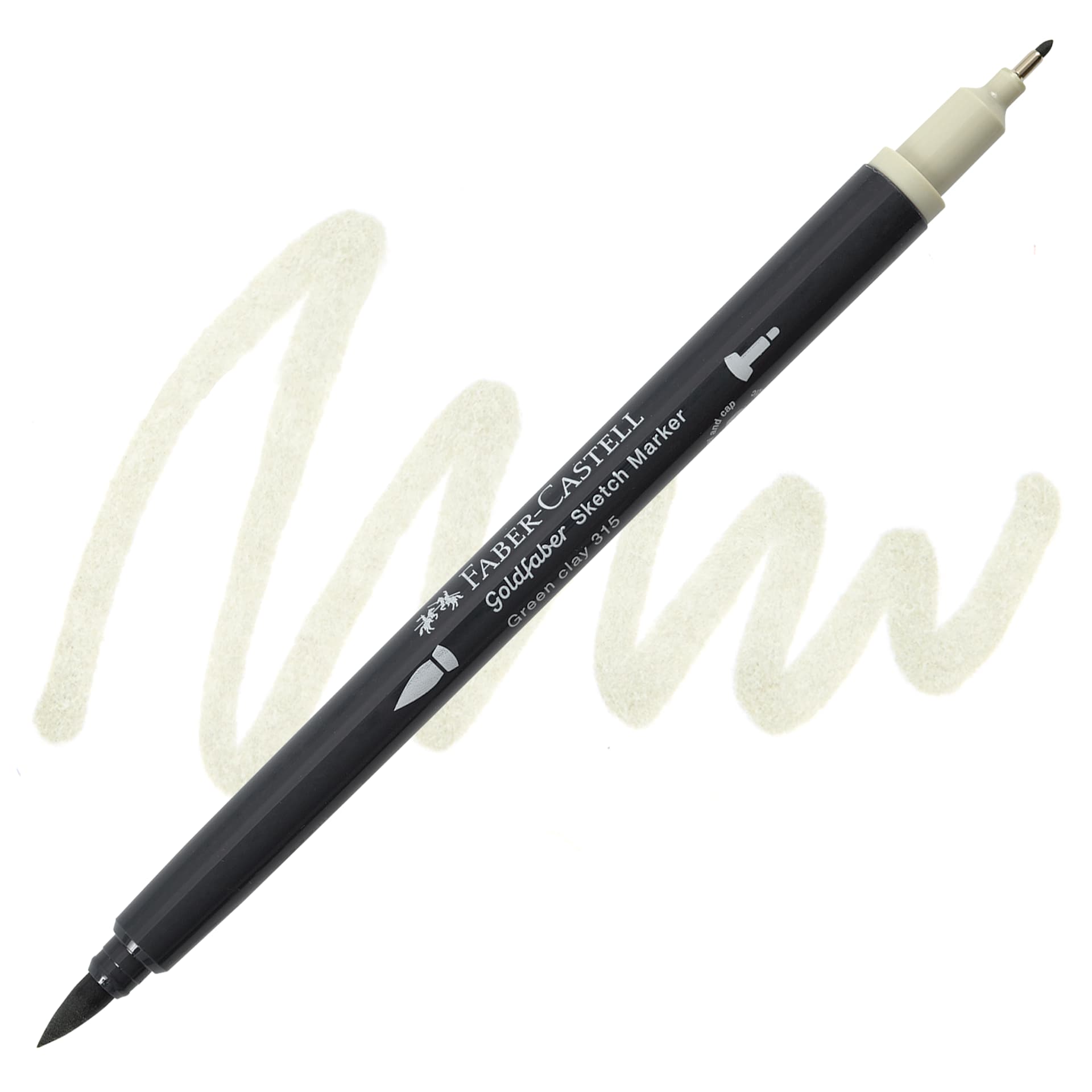 Faber-Castell Goldfaber Sketch Dual-Tip Marker - 315 Green Clay, swatch and marker