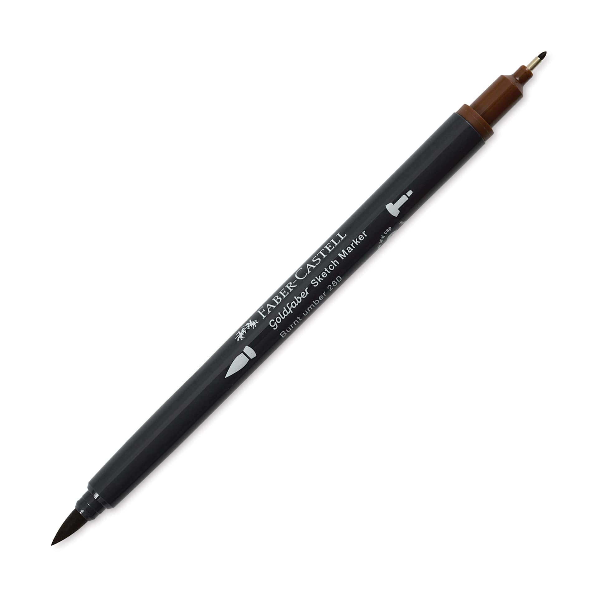 Faber-Castell Goldfaber Sketch Dual-Tip Marker - 280 Burnt Umber, caps off
