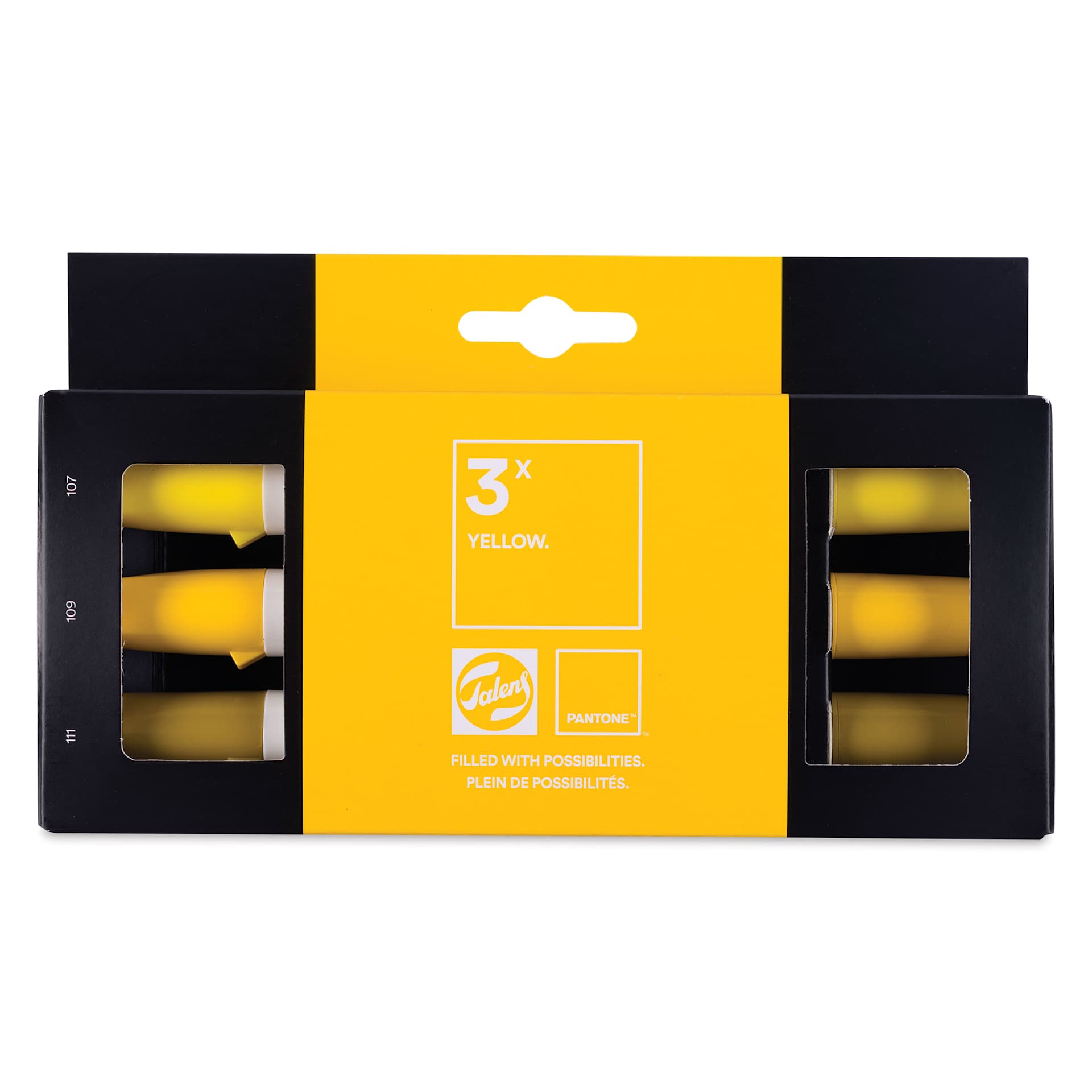 Pantone Dual Tip Markers - Yellow, Set of 3, front of the packaging