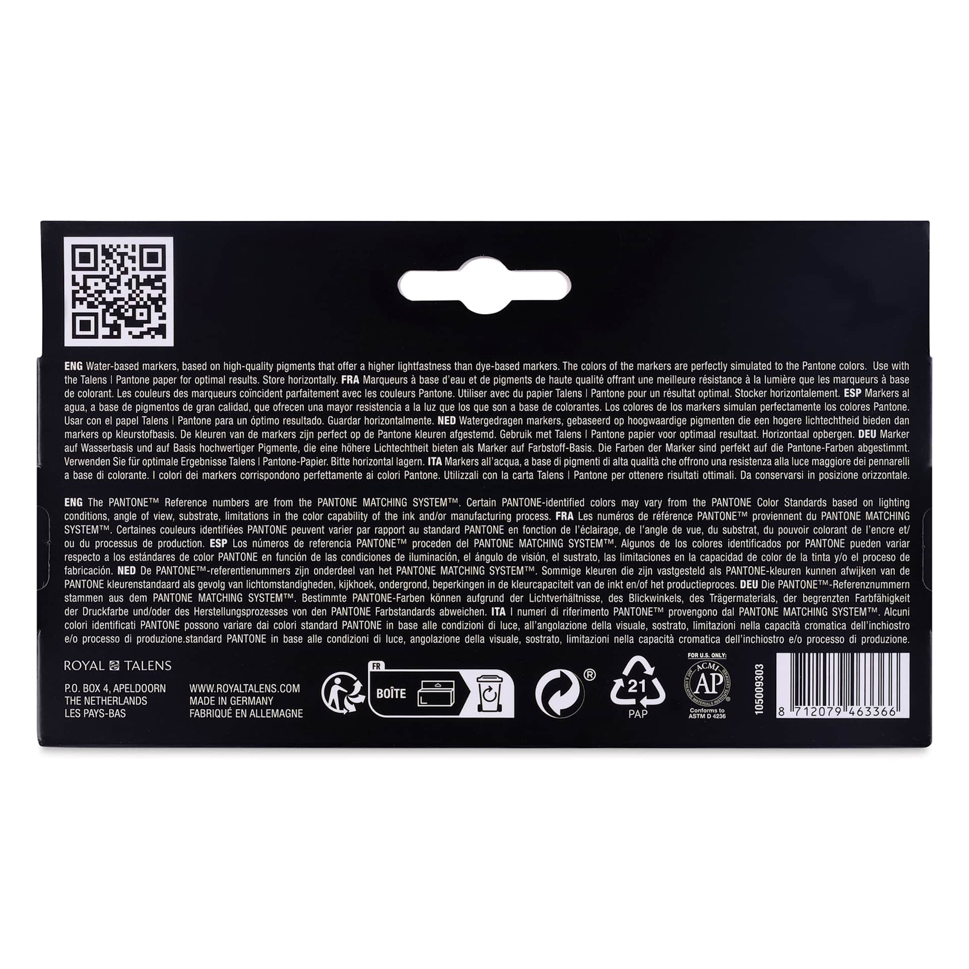 Pantone Dual Tip Markers - Red, Set of 3, back of the packaging