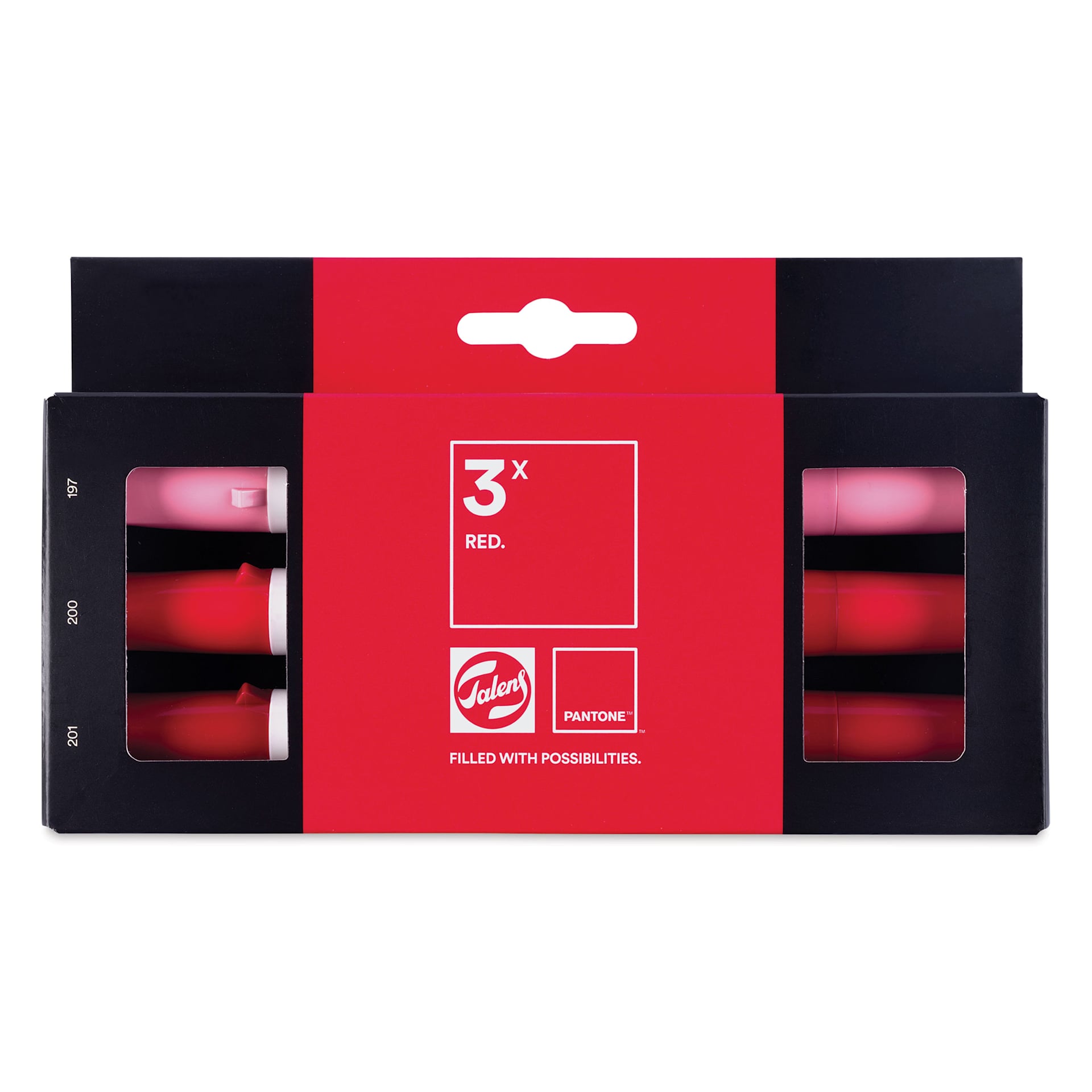Pantone Dual Tip Markers - Red, Set of 3, front of the packaging