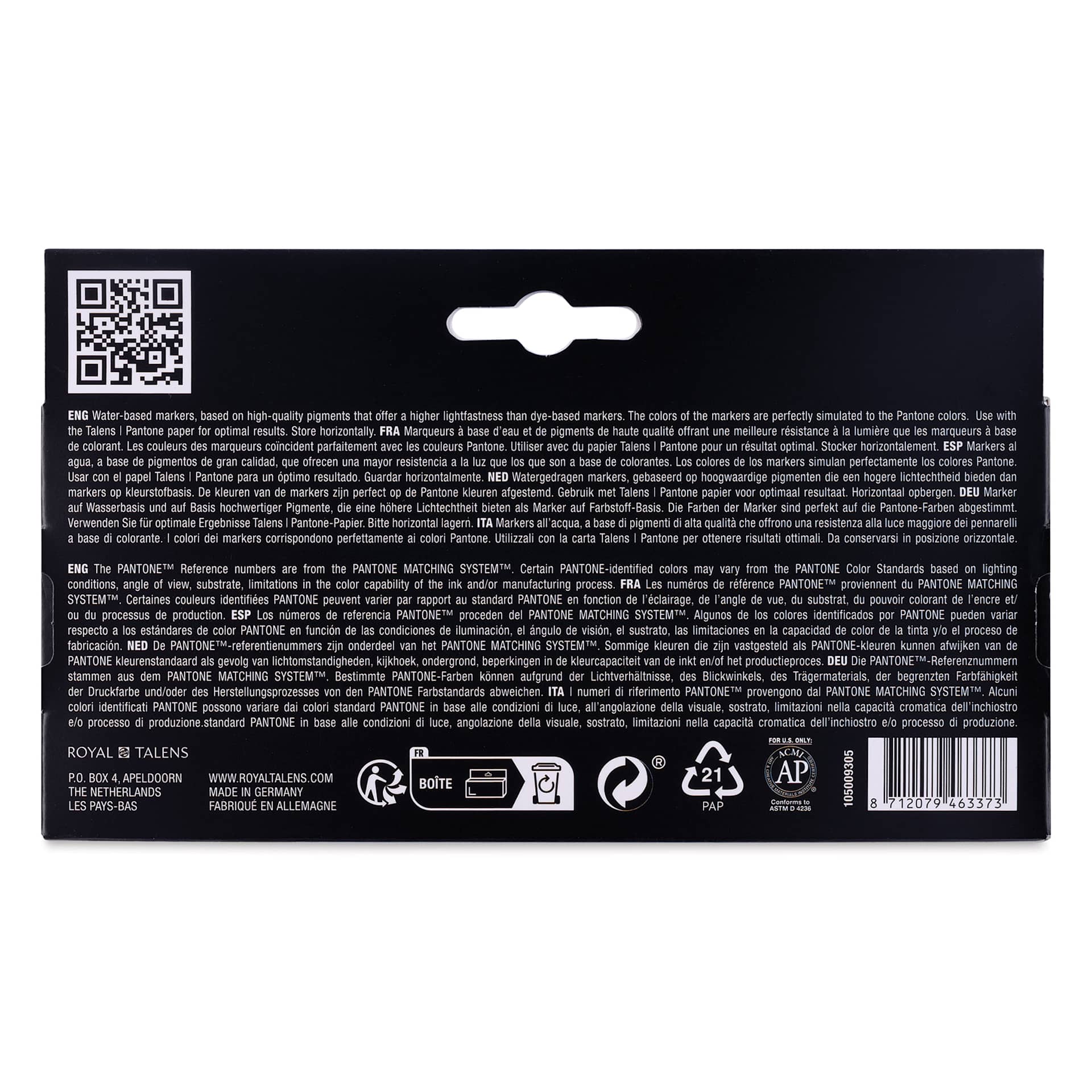 Pantone Dual Tip Markers - Blue, Set of 3, back of the packaging