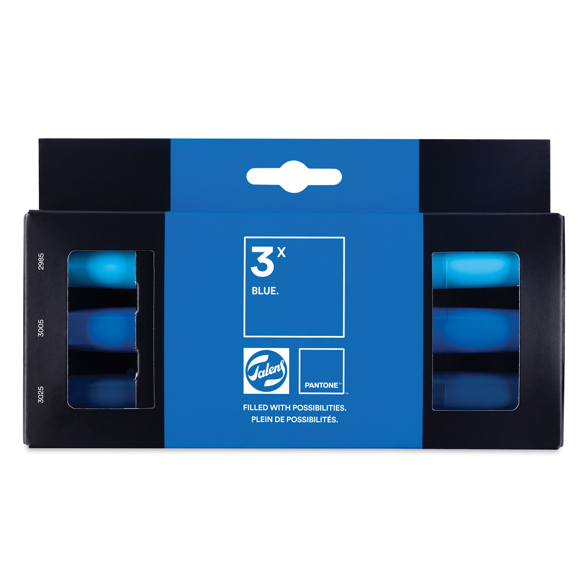 Pantone Dual Tip Markers - Blue, Set of 3, front of the packaging