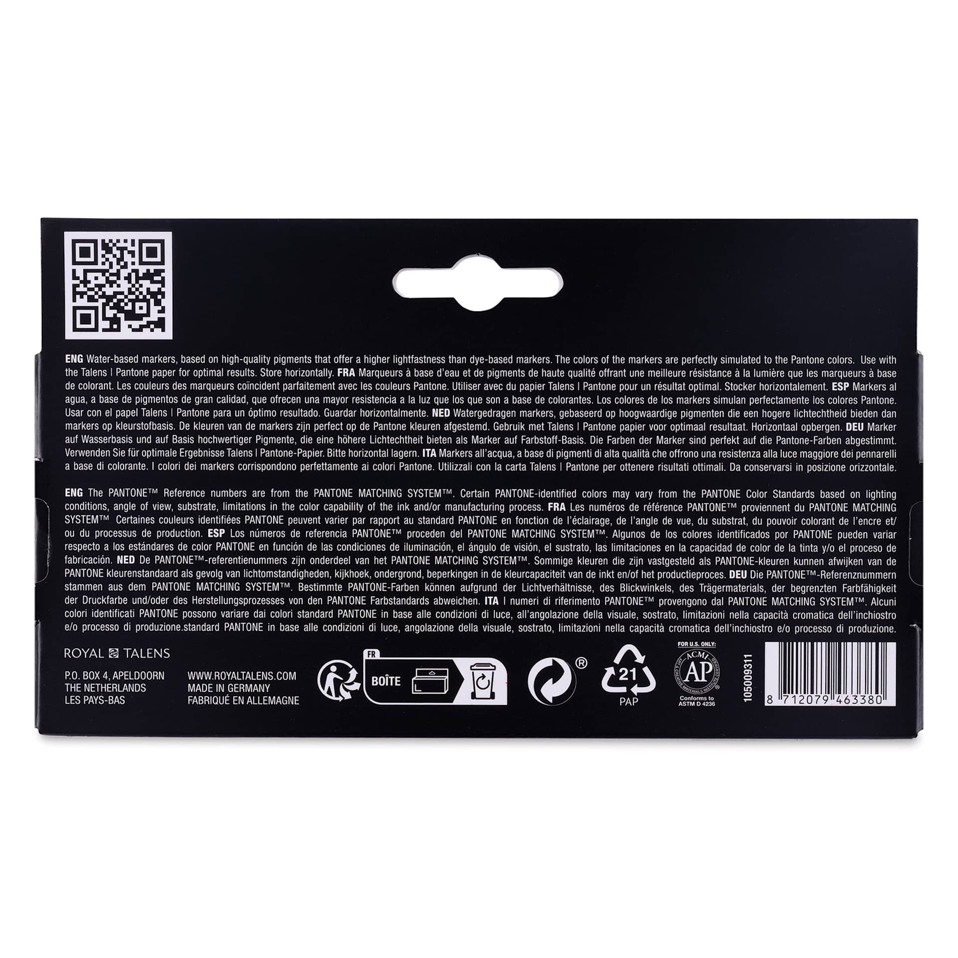 Pantone Dual Tip Markers - Cool Gray, Set of 3, back of the packaging