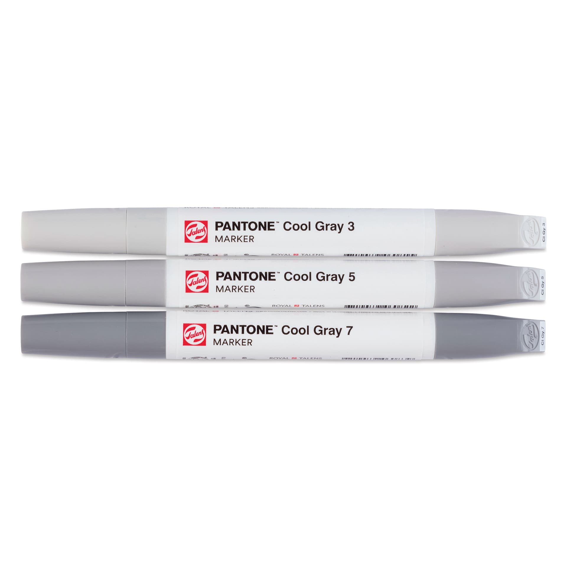 Pantone Dual Tip Markers - Cool Gray, Set of 3, markers with caps on