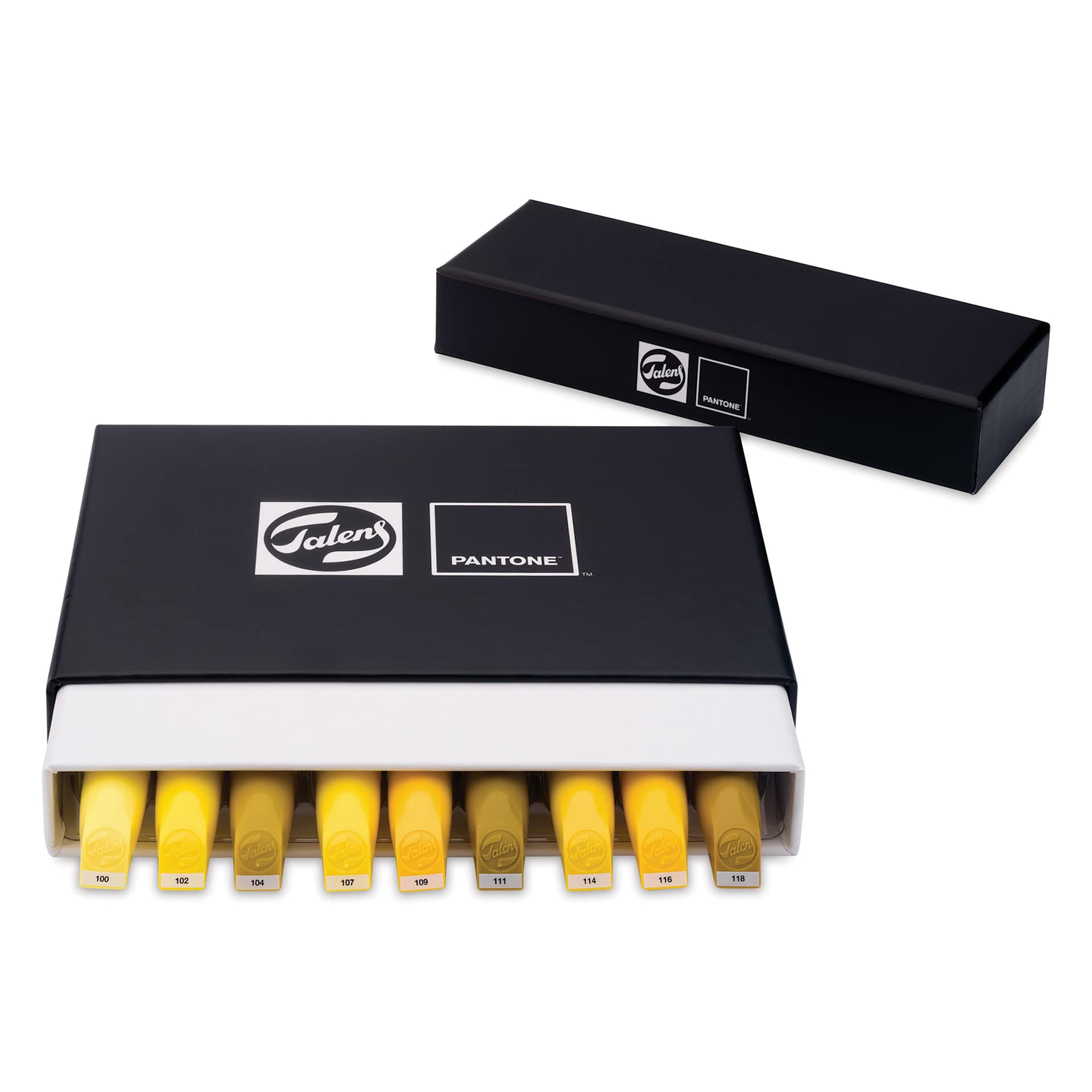 Pantone Dual Tip Markers - Yellow, Set of 9, marker inside the packaging