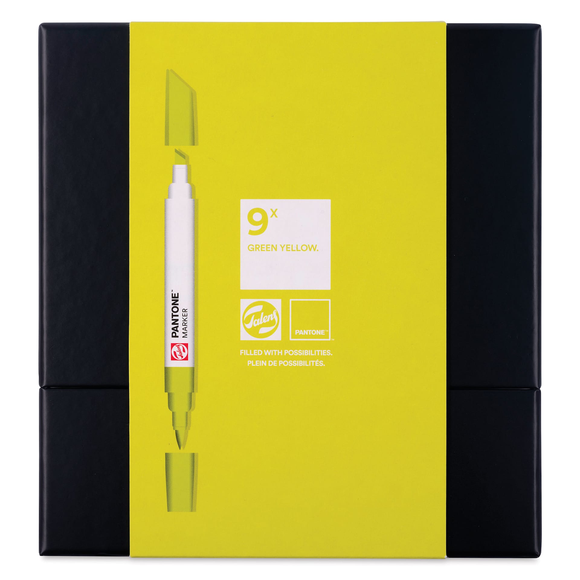 Pantone Dual Tip Markers - Green Yellow, Set of 9, front of the packaging