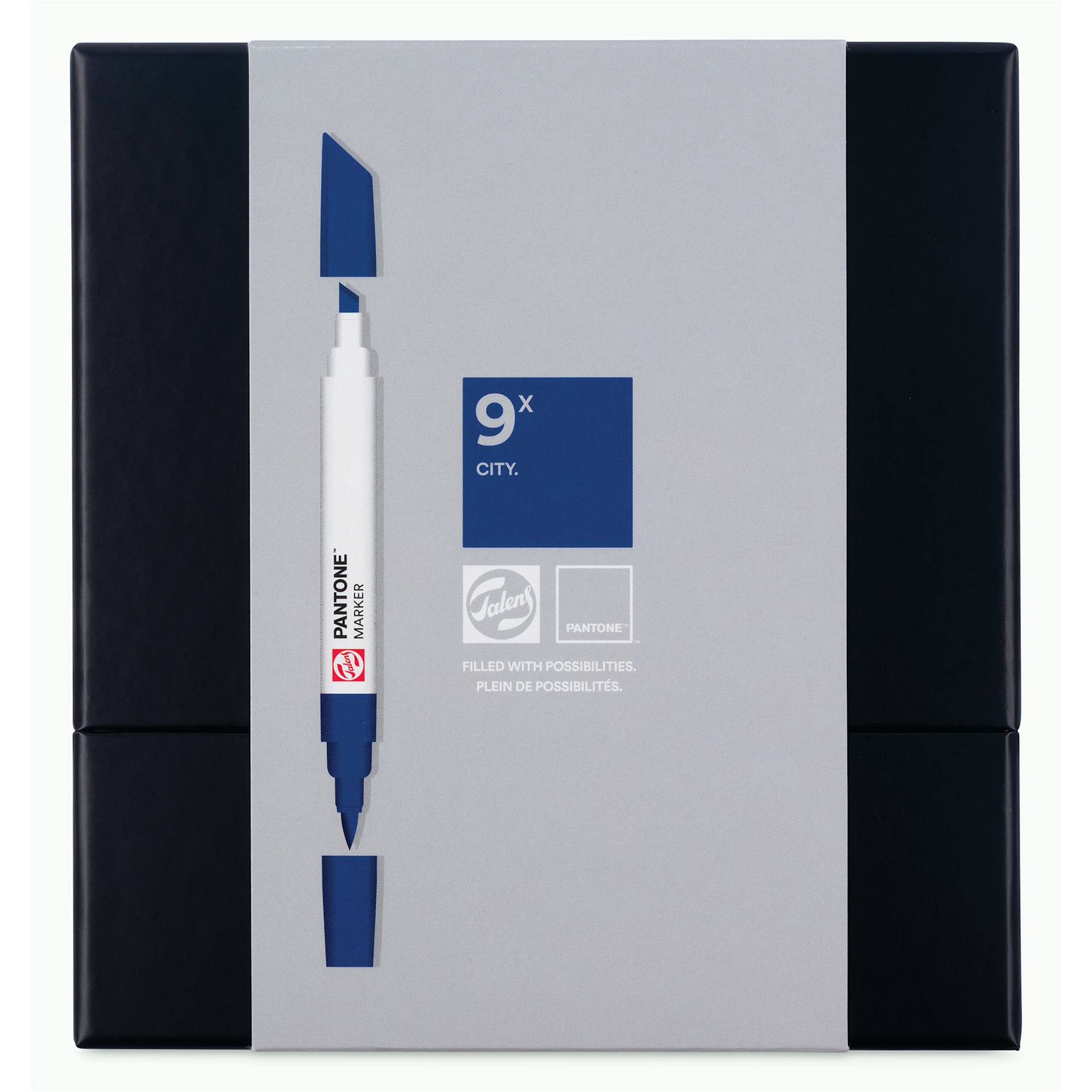 Pantone Dual Tip Markers - City, Set of 9, front of the packaging
