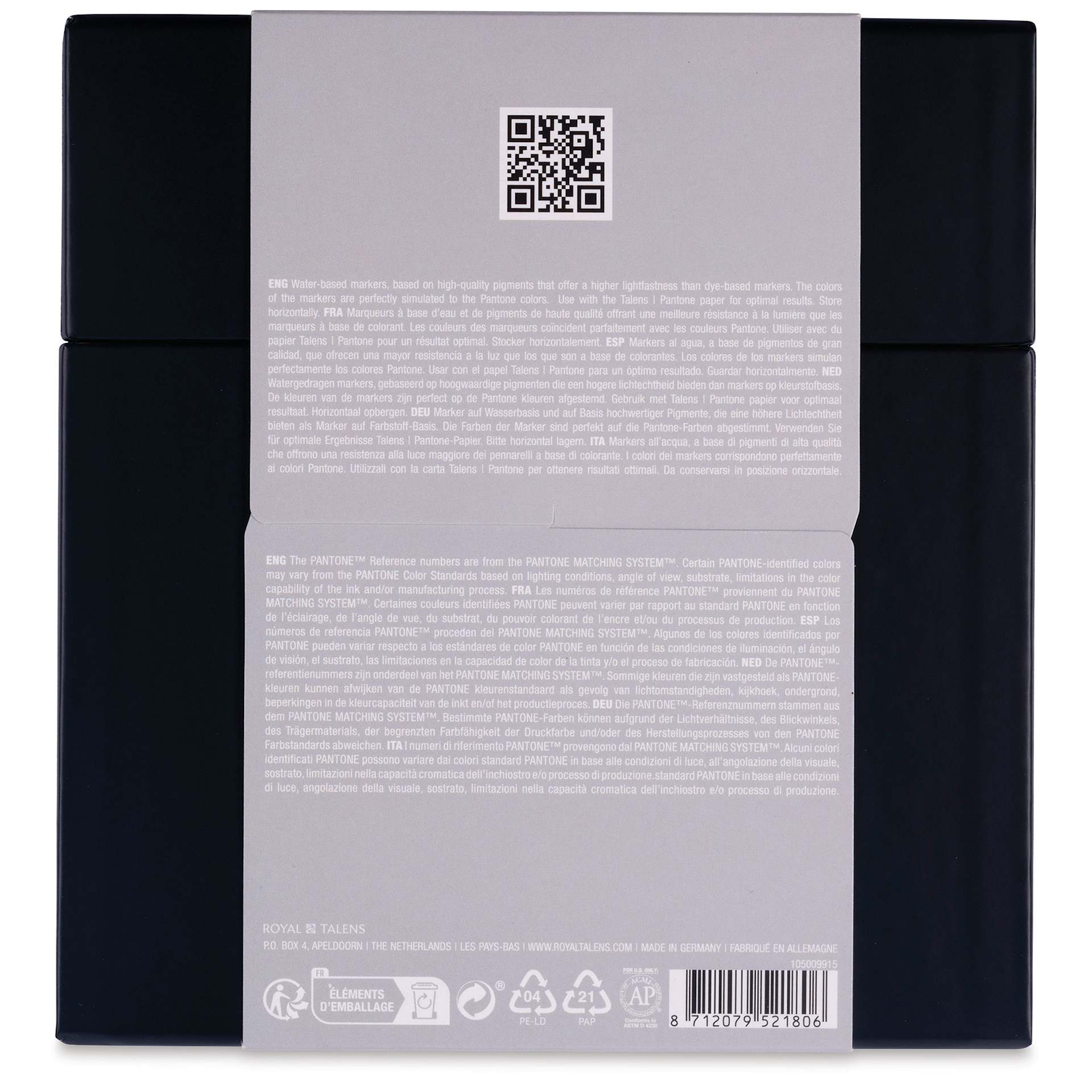 Pantone Dual Tip Markers - City, Set of 9, back of the packaging