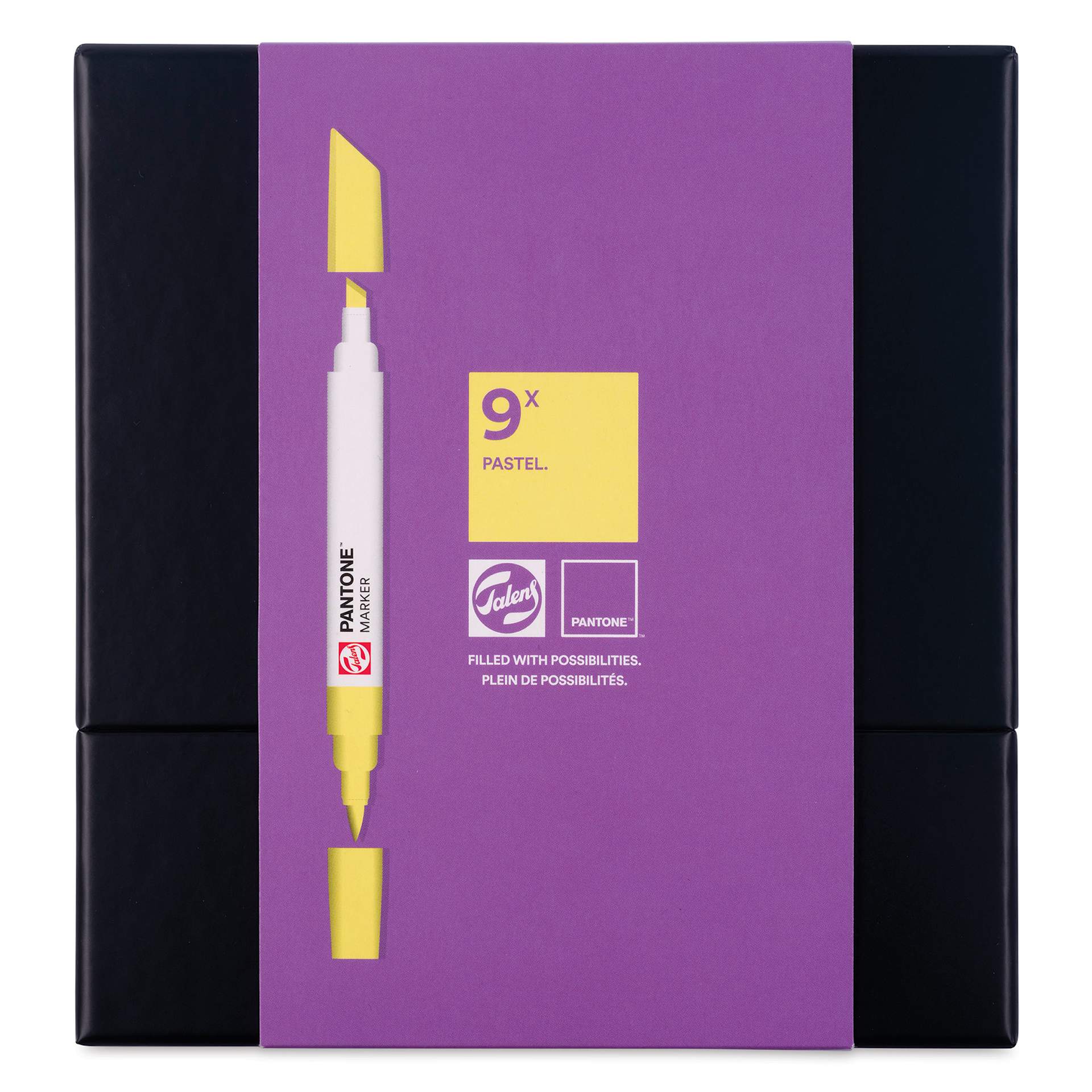 Pantone Dual Tip Markers - Pastel, Set of 9, front of the packaging