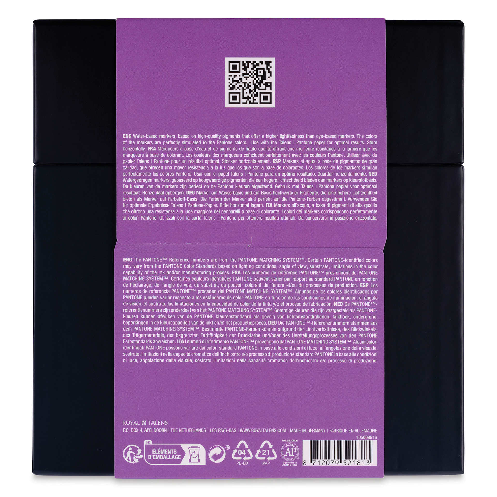 Pantone Dual Tip Markers - Pastel, Set of 9, back of the packaging