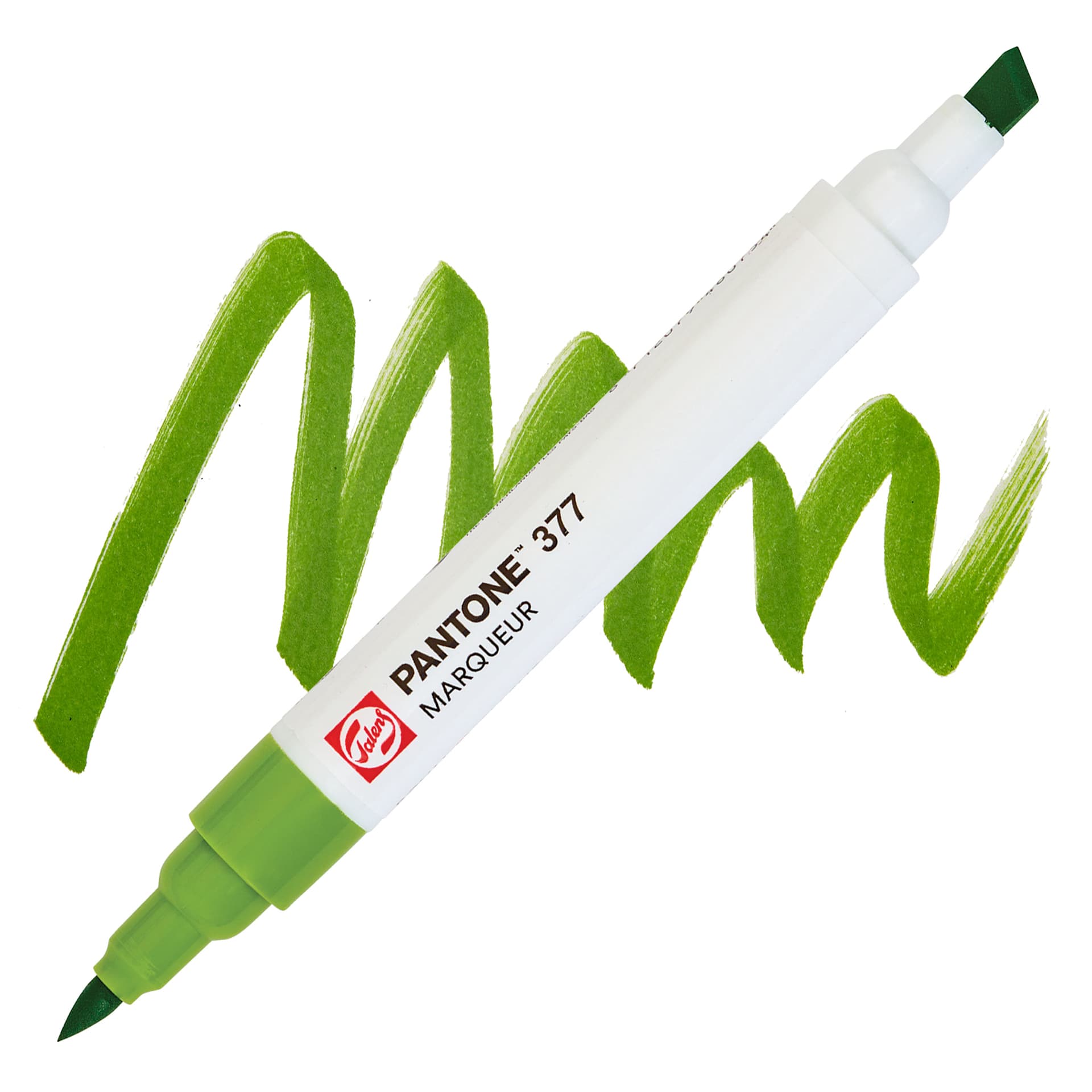 Pantone Dual Tip Marker - 377, swatch and marker