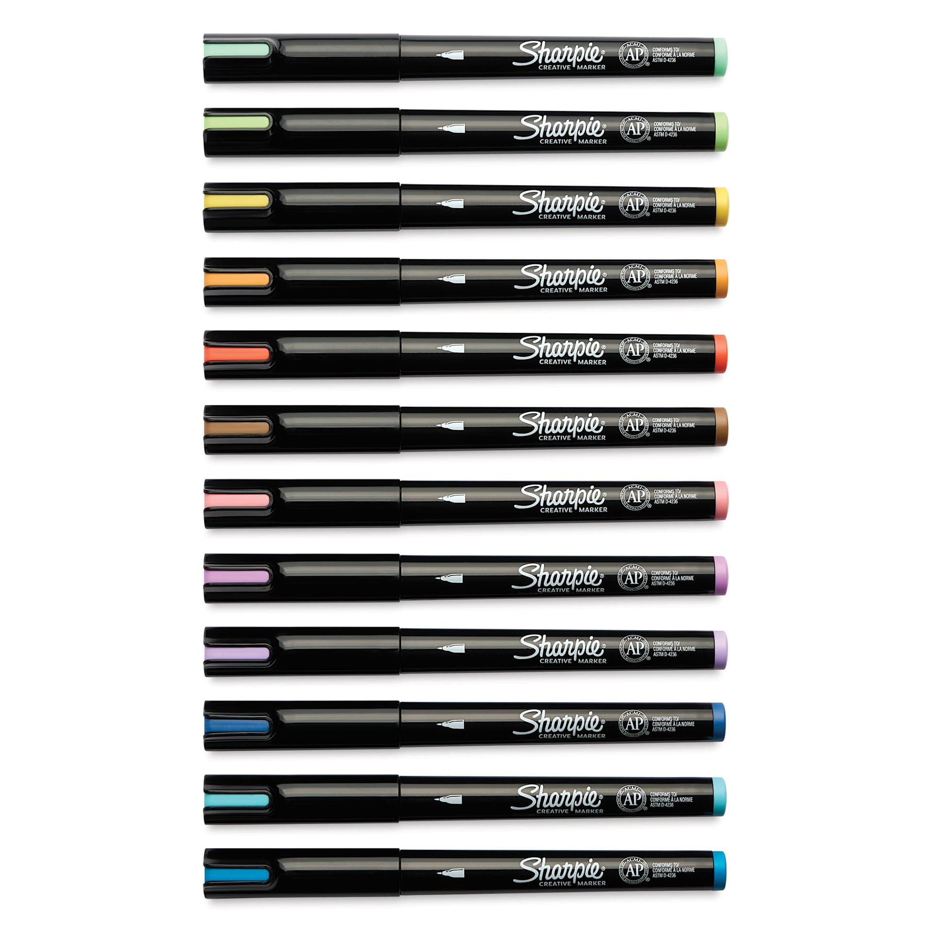 Sharpie Creative Acrylic Markers - Set of 12, Earth Tones, Fine Tip with caps on