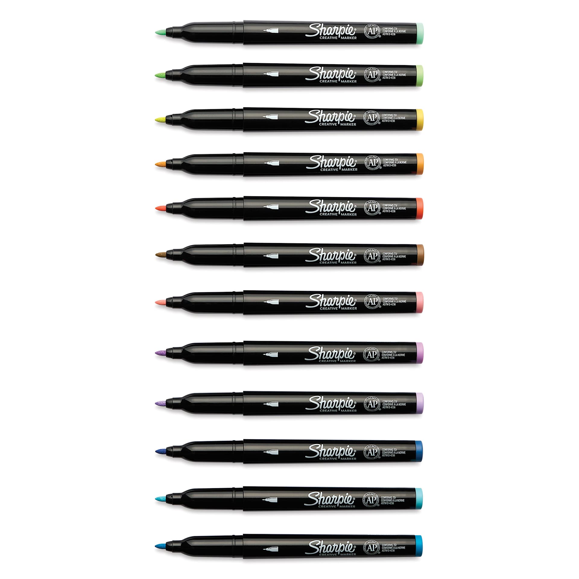 Sharpie Creative Acrylic Markers - Set of 12, Earth Tones, Fine Tip with caps off