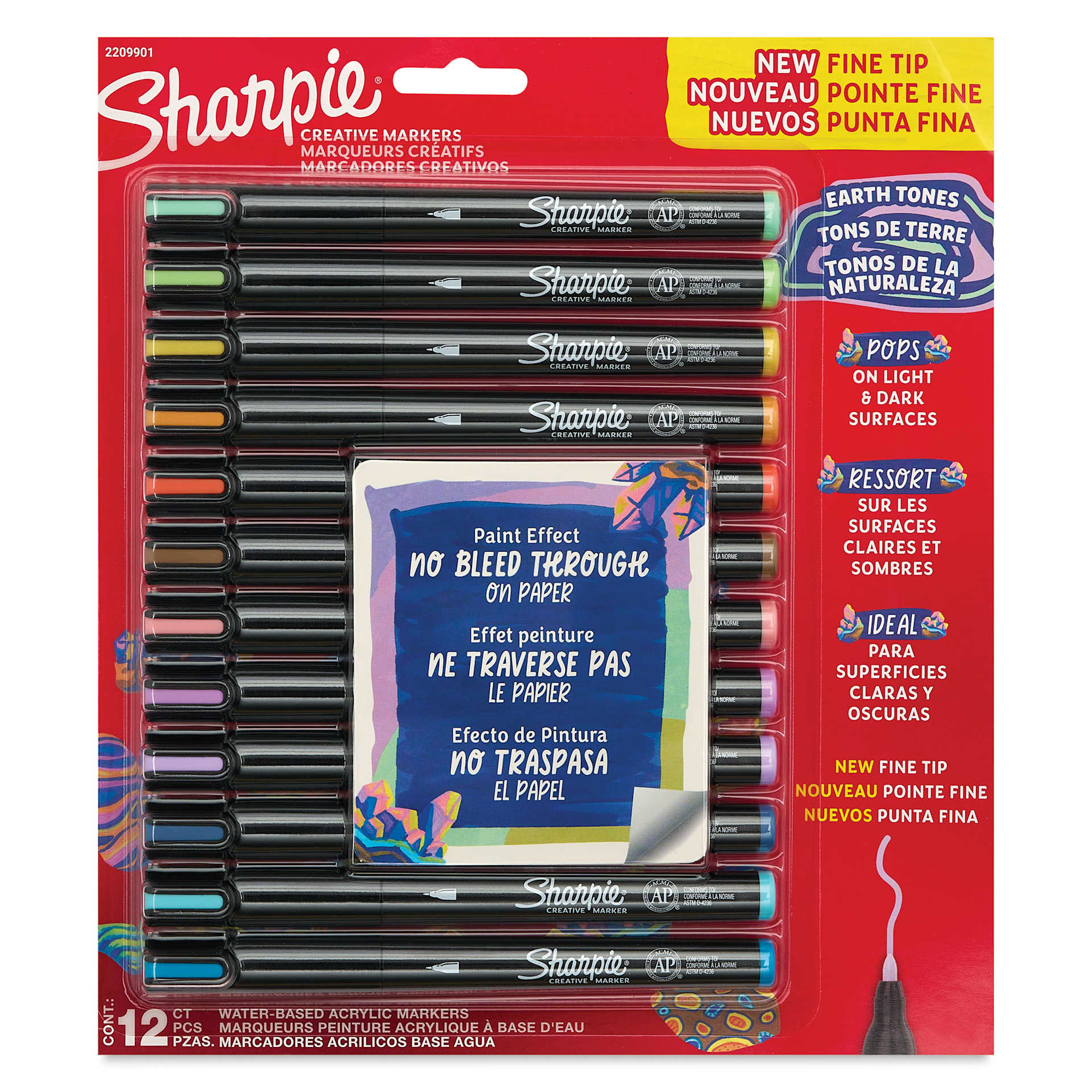 Sharpie Creative Acrylic Markers - Set of 12, Earth Tones, Fine Tip front of packaging
