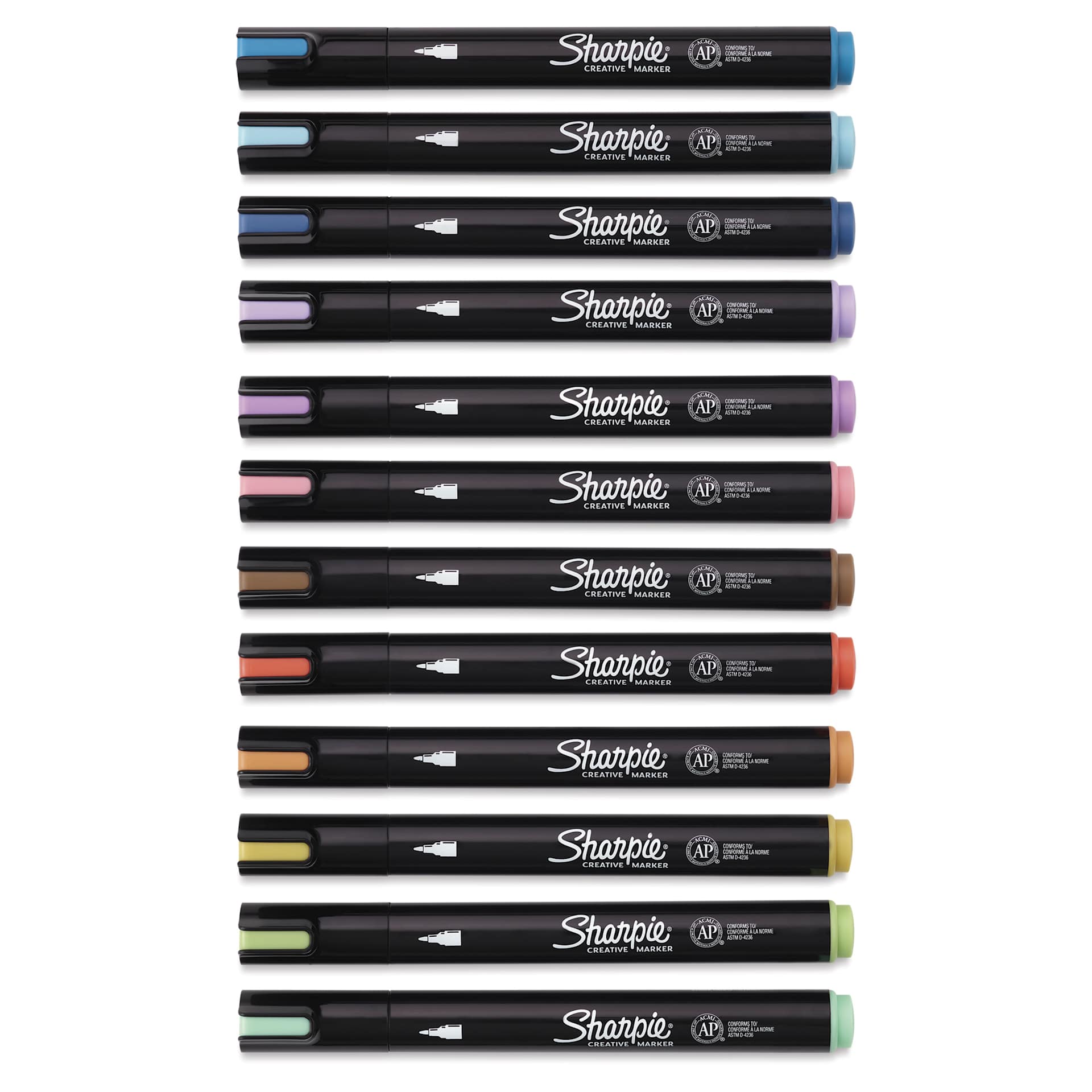 Sharpie Creative Acrylic Markers - Set of 12, Earth Tones Mineral, Bullet Tip with caps on