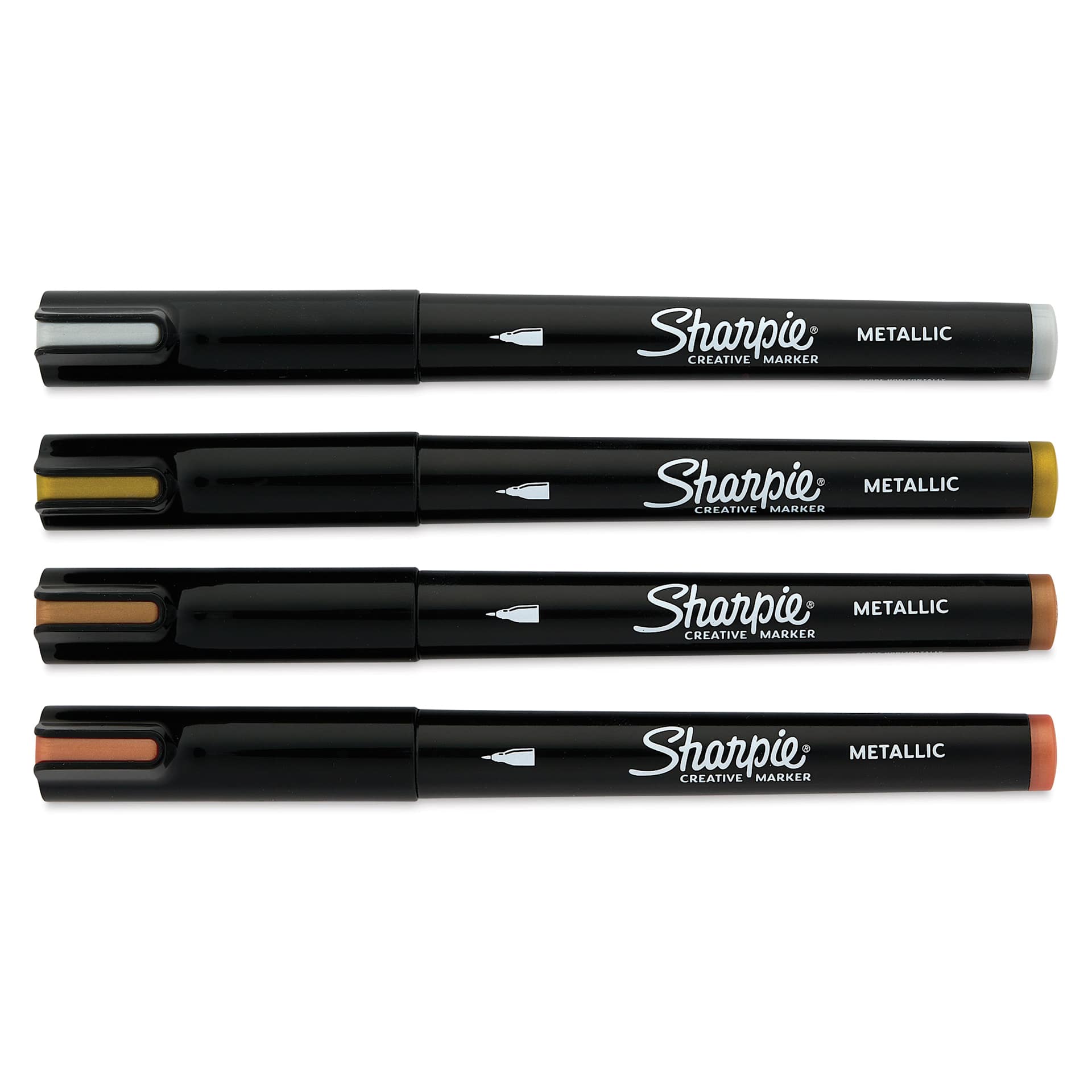 Sharpie Creative Acrylic Markers - Set of 4, Metallic Colors, Fine Tip, caps on