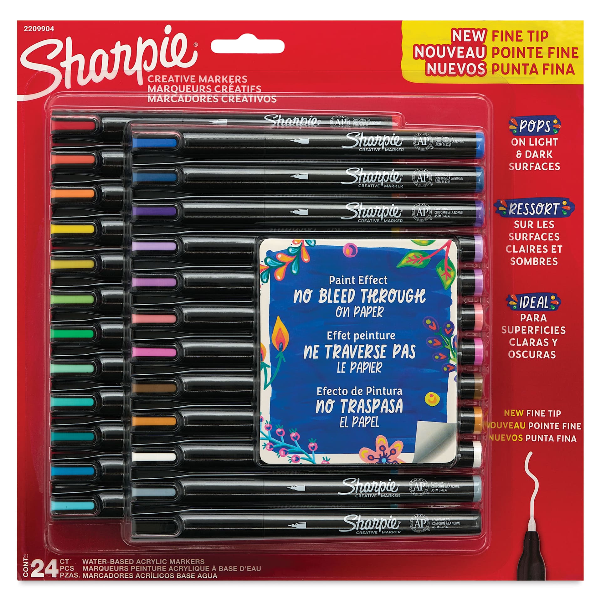 Sharpie Creative Acrylic Markers - Set of 24, Classic and Earth Tones, Fine Tip front of packaging
