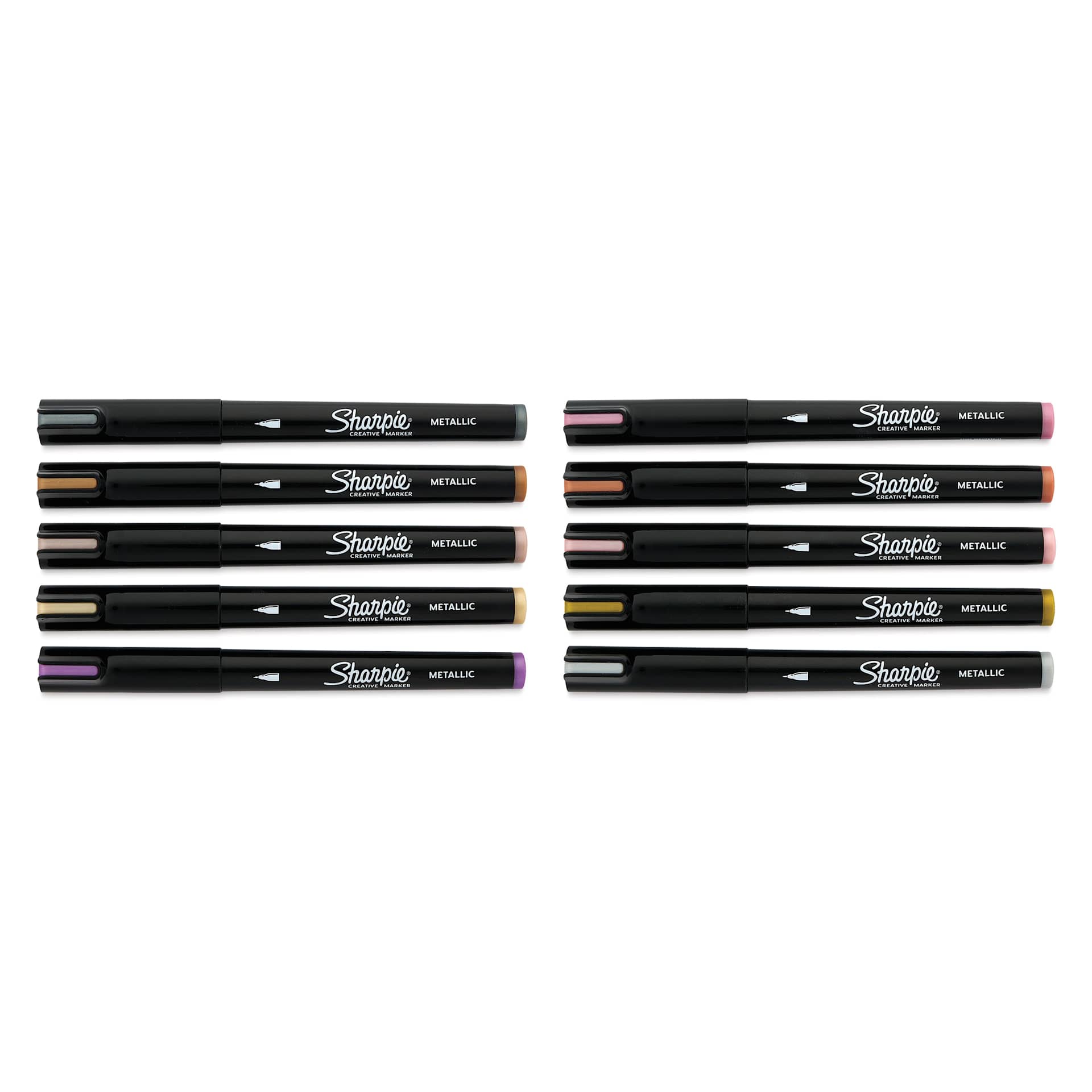 Sharpie Creative Acrylic Markers - Set of 10, Metallic Colors, Fine Tip, caps on