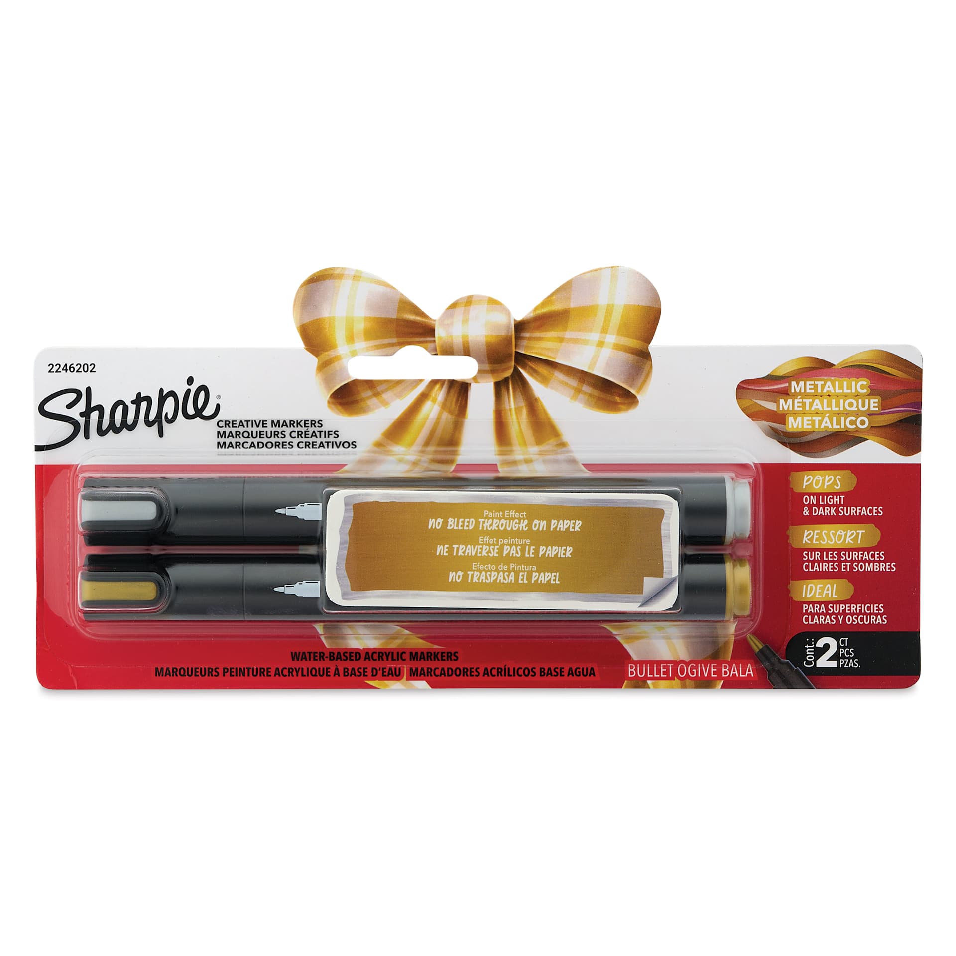 Sharpie Creative Acrylic Markers - Set of 2, Metallic Colors, Bullet Tip, front of packaging