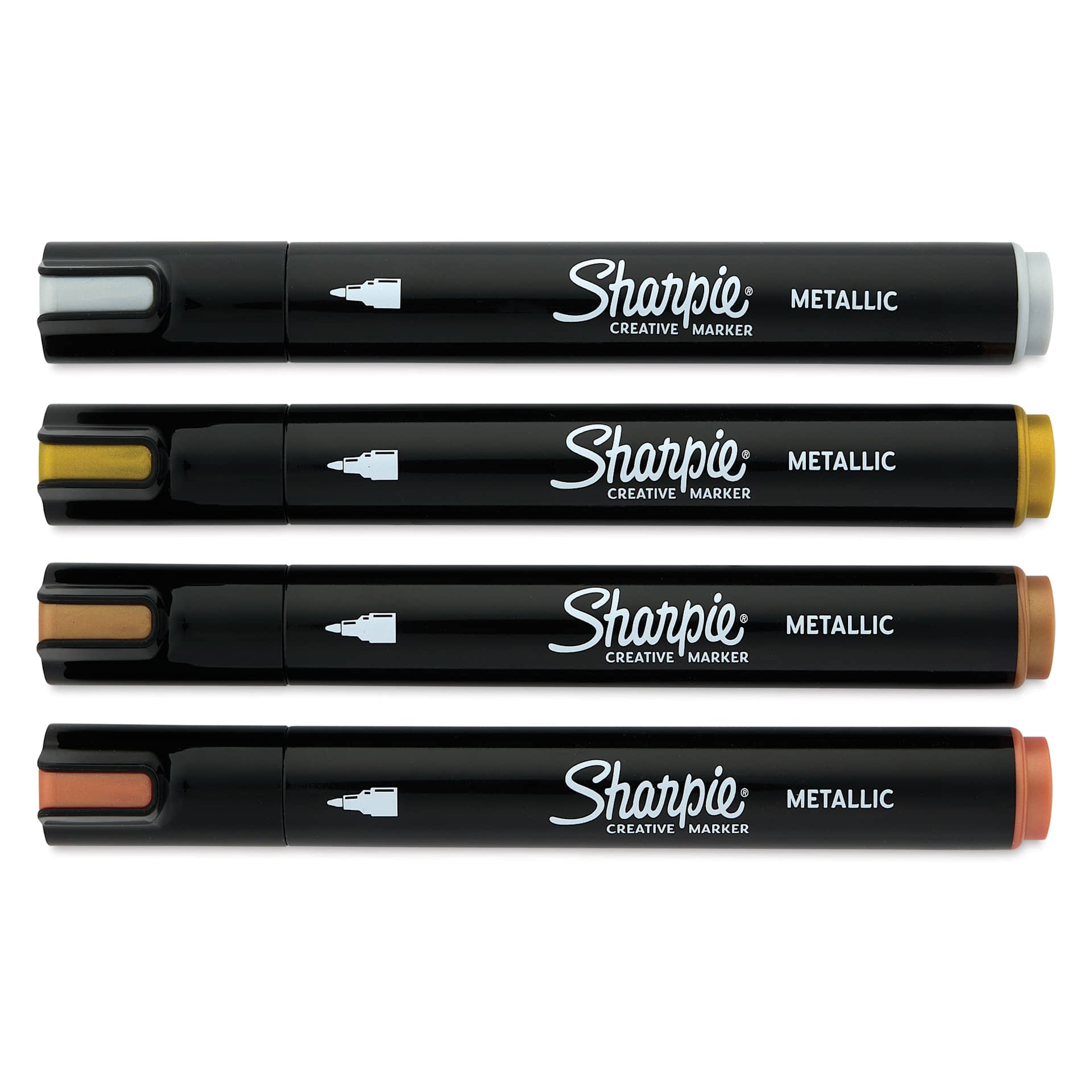 Sharpie Creative Acrylic Markers - Set of 4, Metallic Colors, Bullet Tip, caps on