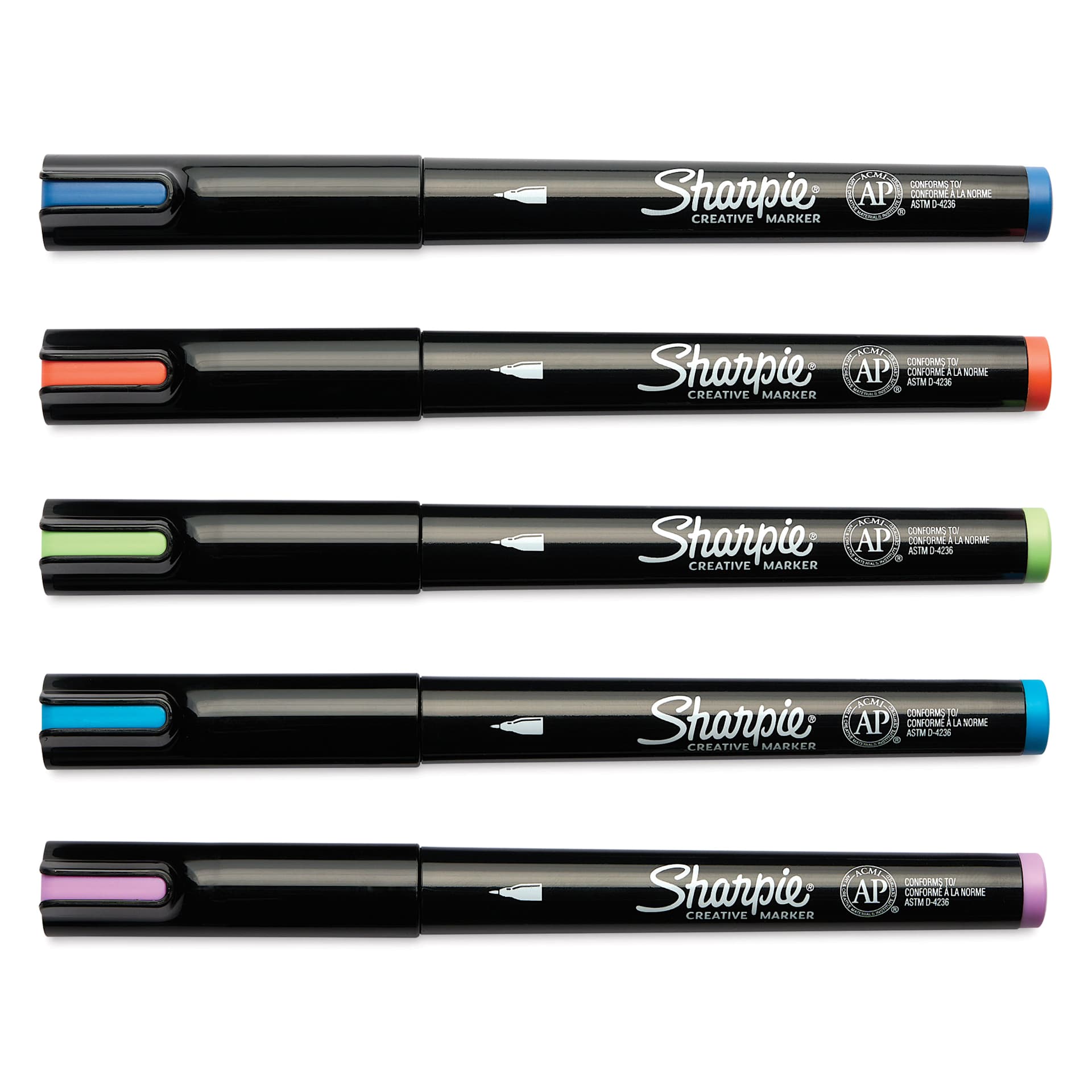 Sharpie Creative Acrylic Markers - Set of 5, Earth Tones, Fine Tip with caps on