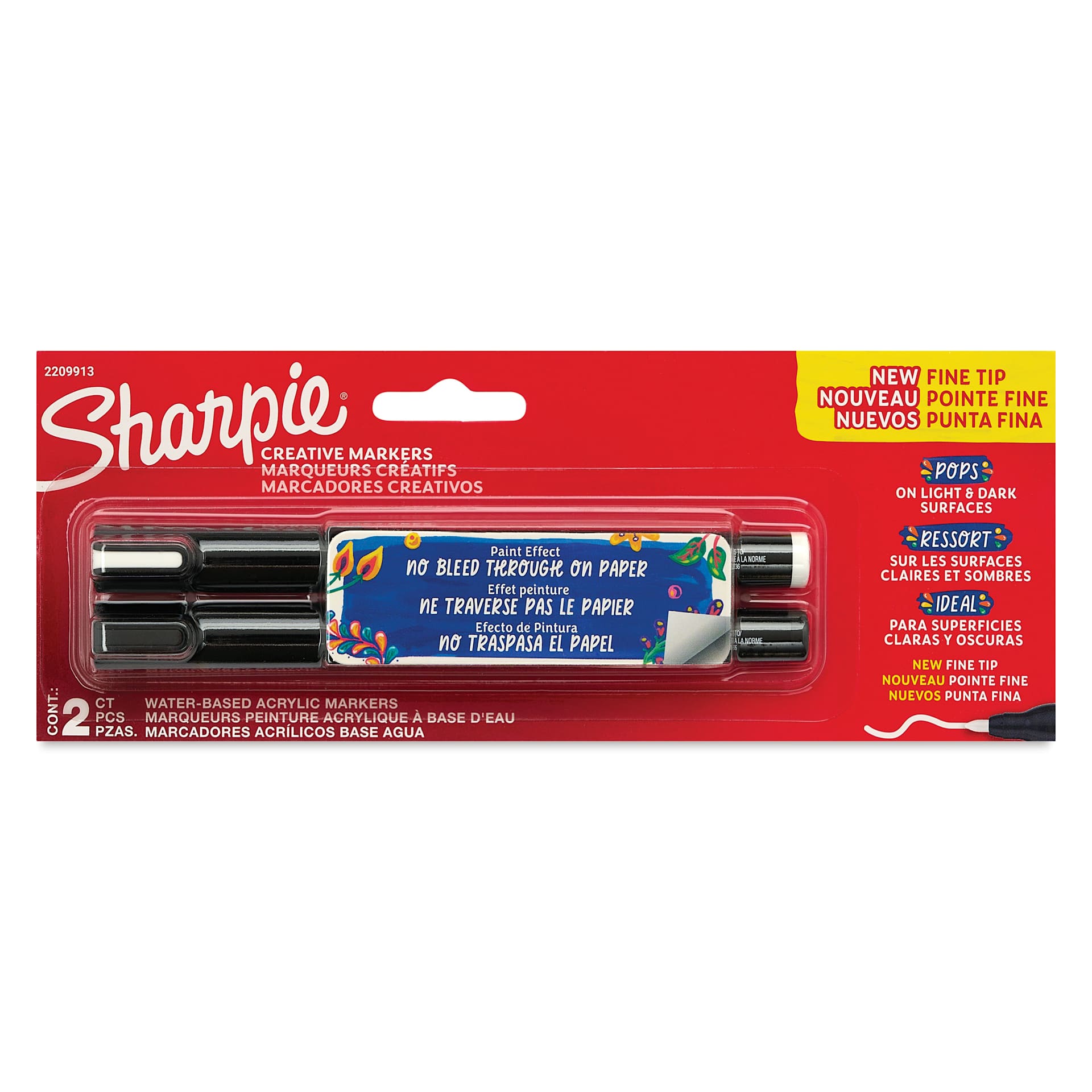 Sharpie Creative Acrylic Markers - Set of 2, Black and White, Fine Tip front of packaging