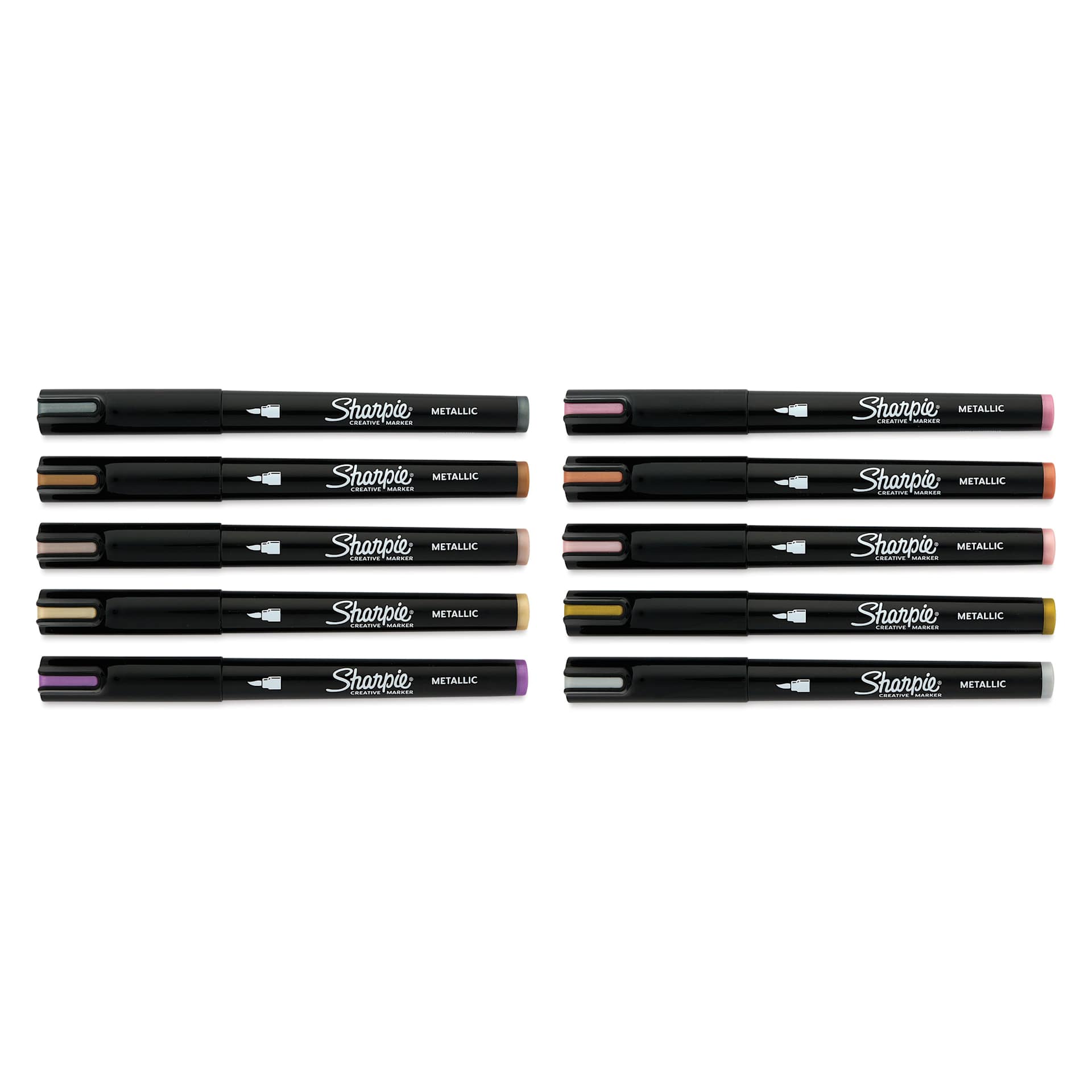 Sharpie Creative Acrylic Markers - Set of 10, Metallic Colors, Brush Tip, caps on