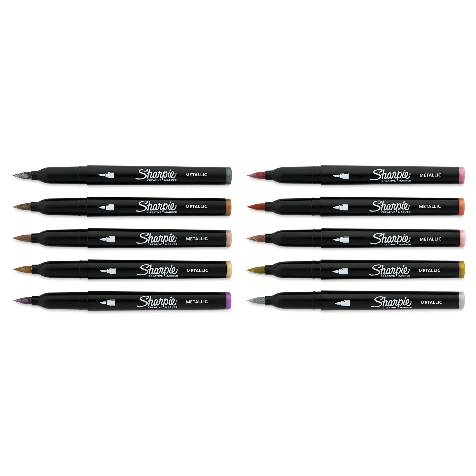 Sharpie Creative Acrylic Markers - Set of 10, Metallic Colors, Brush Tip