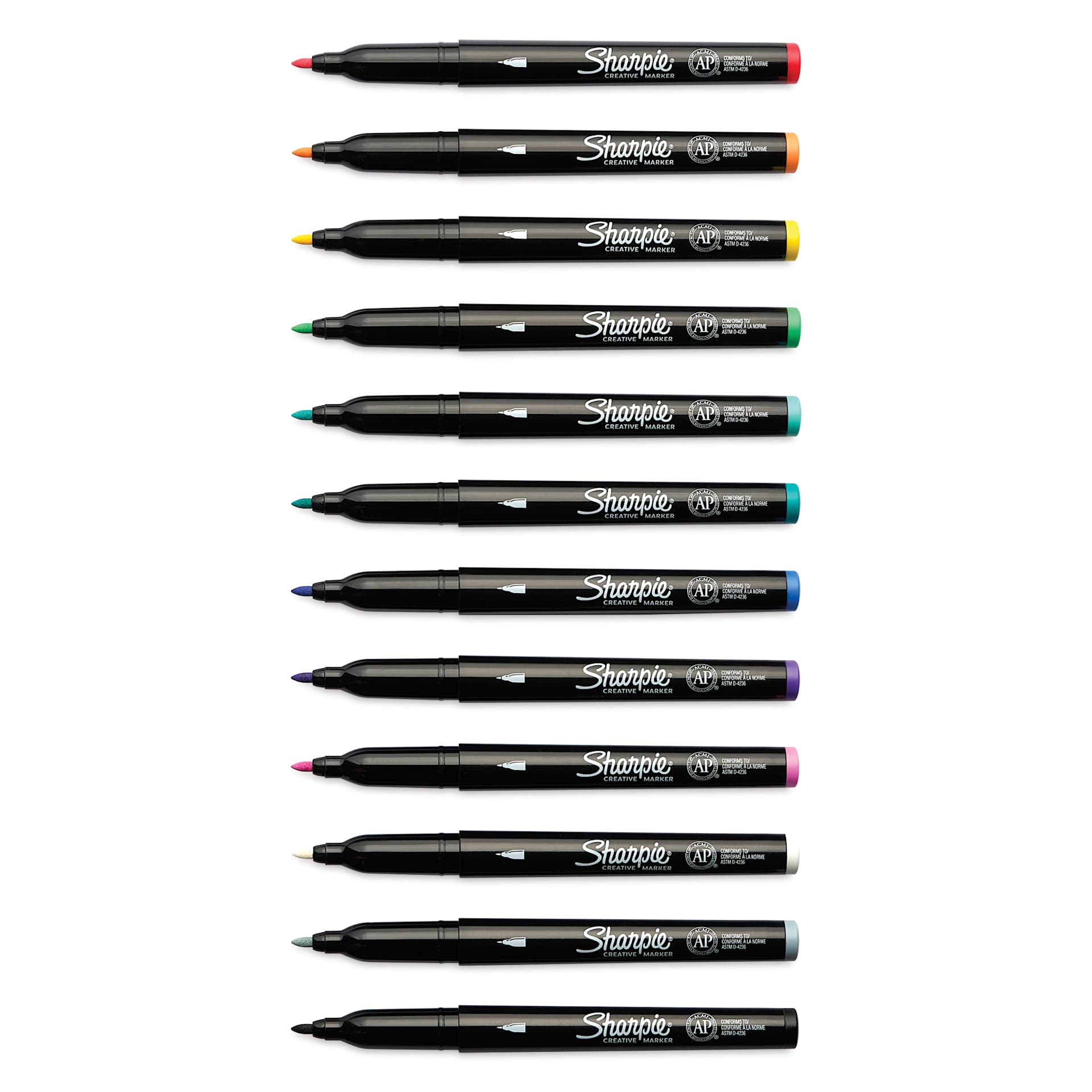 Sharpie Creative Acrylic Markers - Set of 12, Classic, Fine Tip with caps off