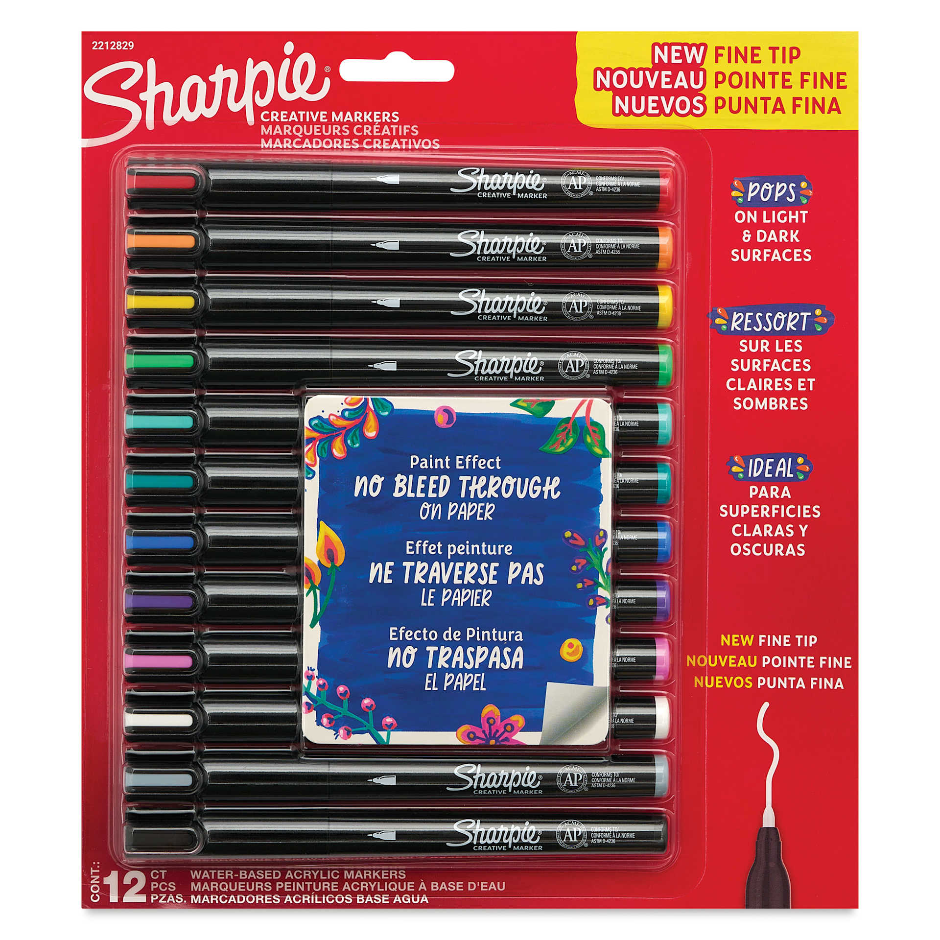 Sharpie Creative Acrylic Markers - Set of 12, Classic, Fine Tip front of packaging