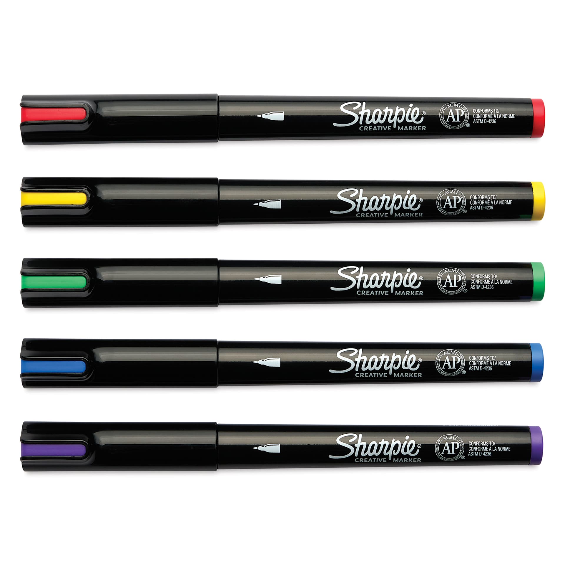 Sharpie Creative Acrylic Markers - Set of 5, Classic, Fine Tip with caps on